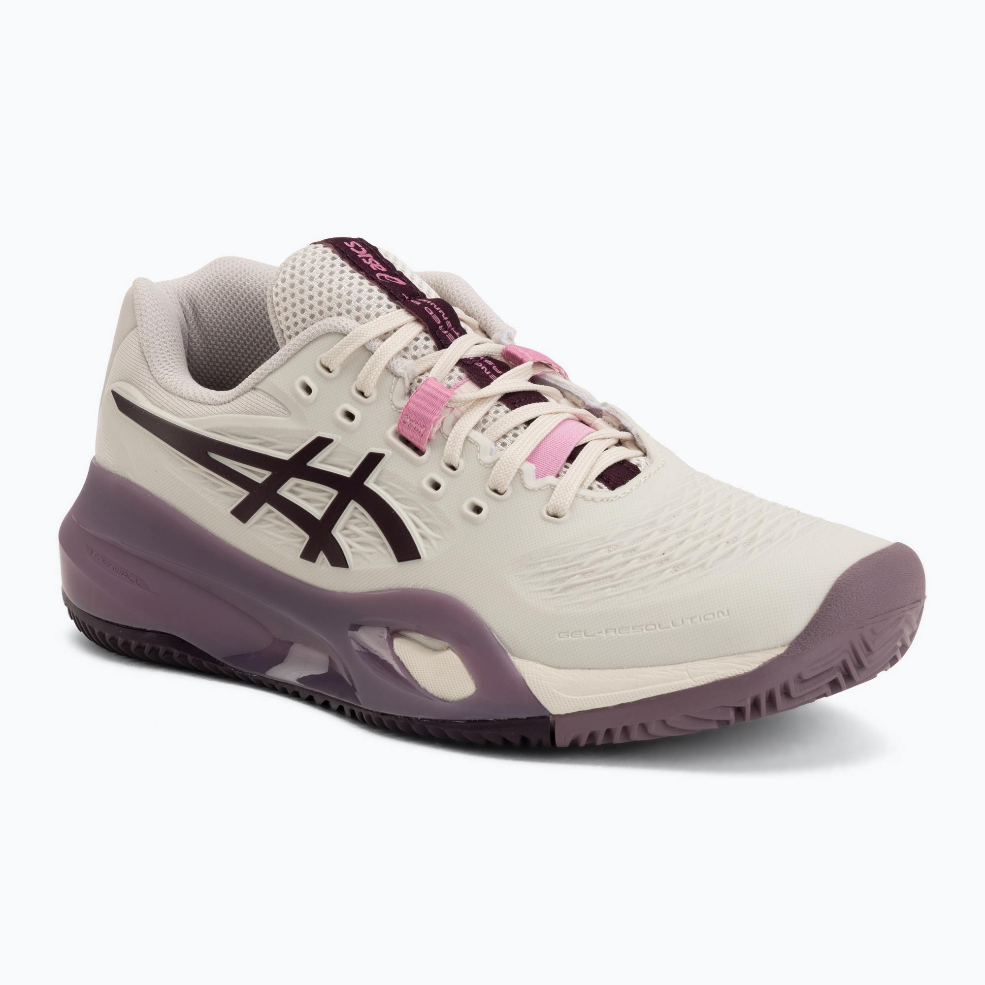 Buty do tenisa damskie ASICS Gel-Resolution X Clay soft oat/dark aubergine 