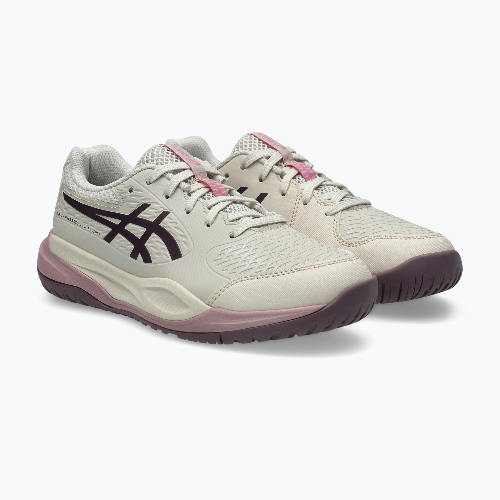Buty do tenisa dziecięce ASICS Gel-Resolution X GS soft oat/dark aubergine 
