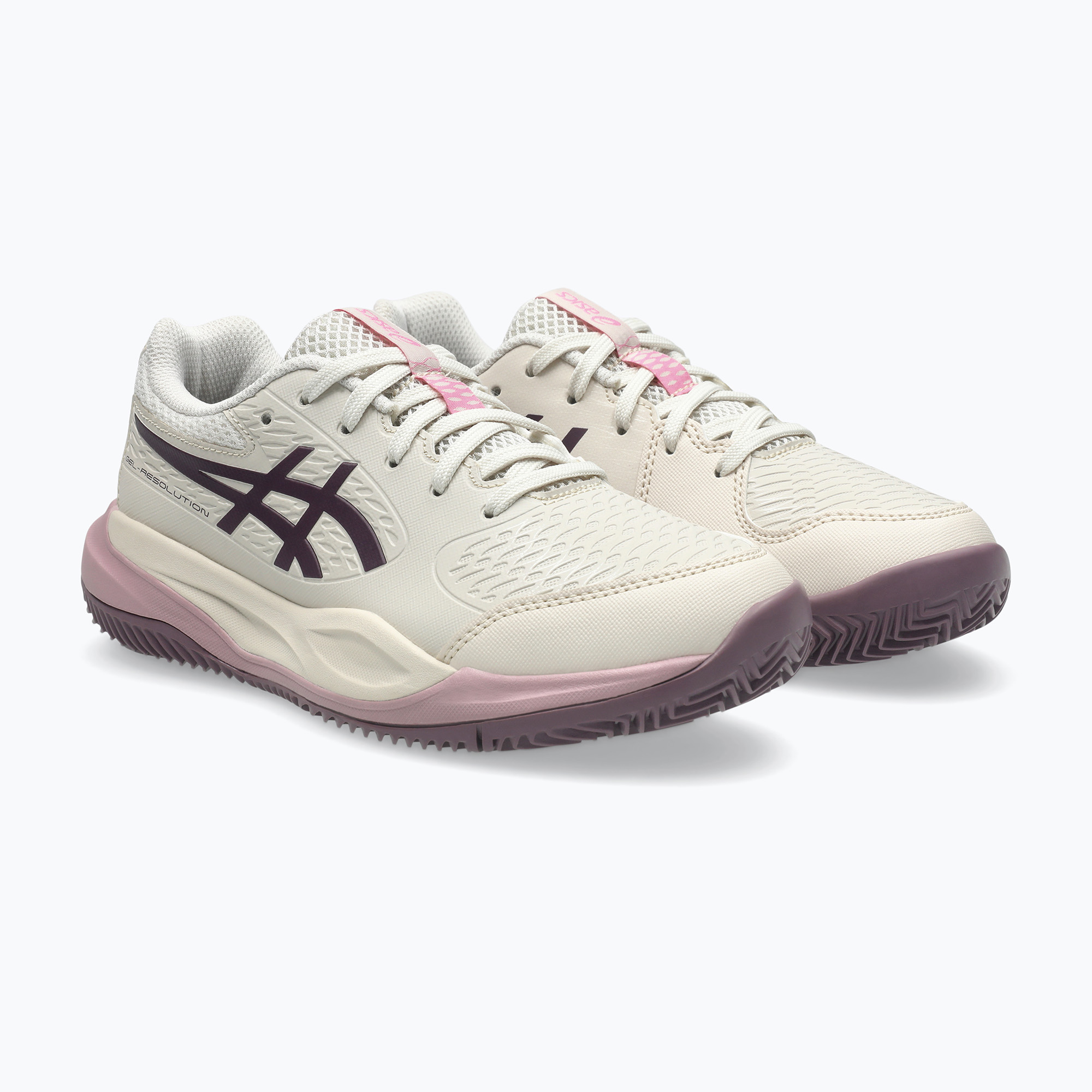 Buty do tenisa dziecięce ASICS Gel-Resolution X GS Clay soft oat/dark aubergine 