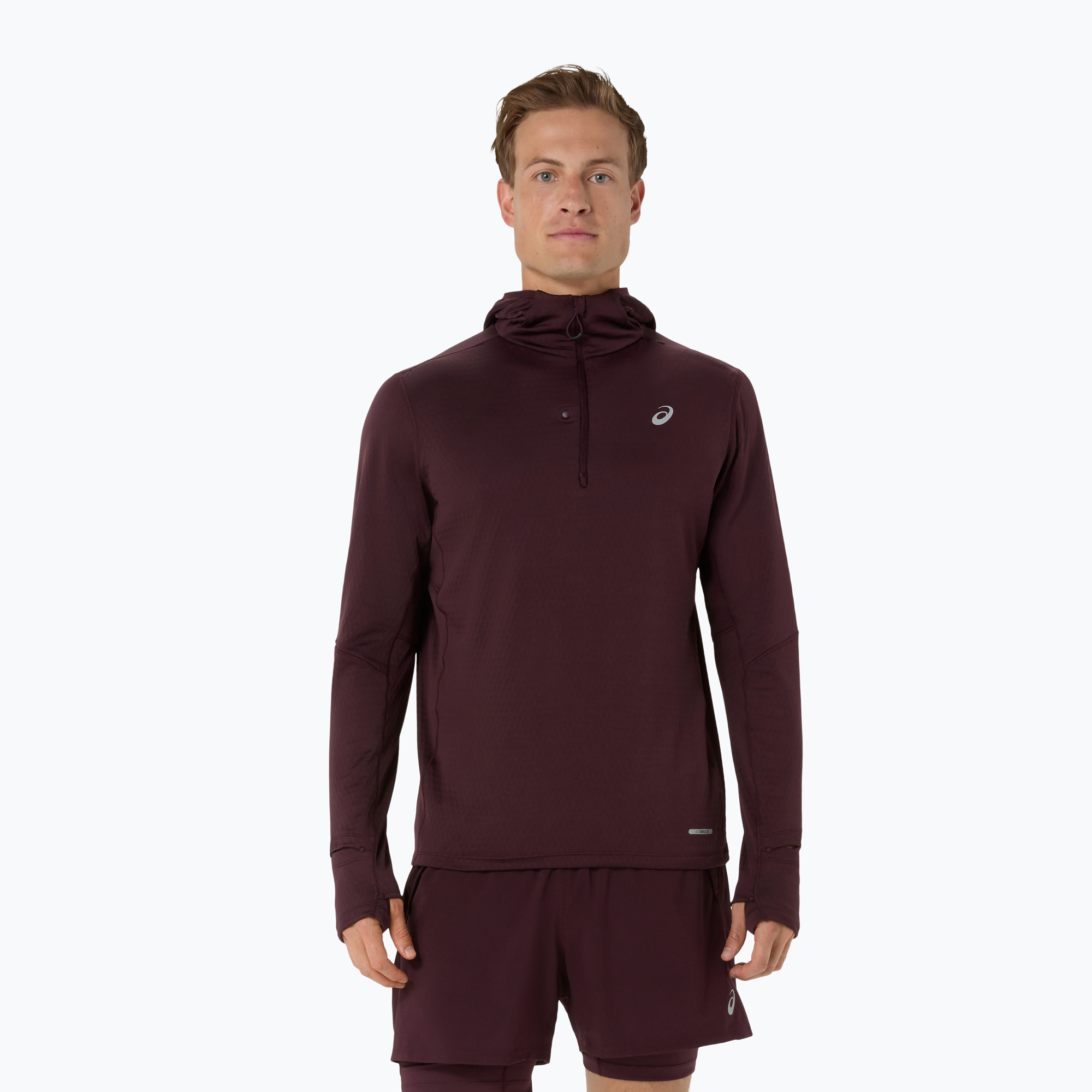 Мъжки суитшърт за бягане ASICS Road Winter Ls Hoodie dark currant