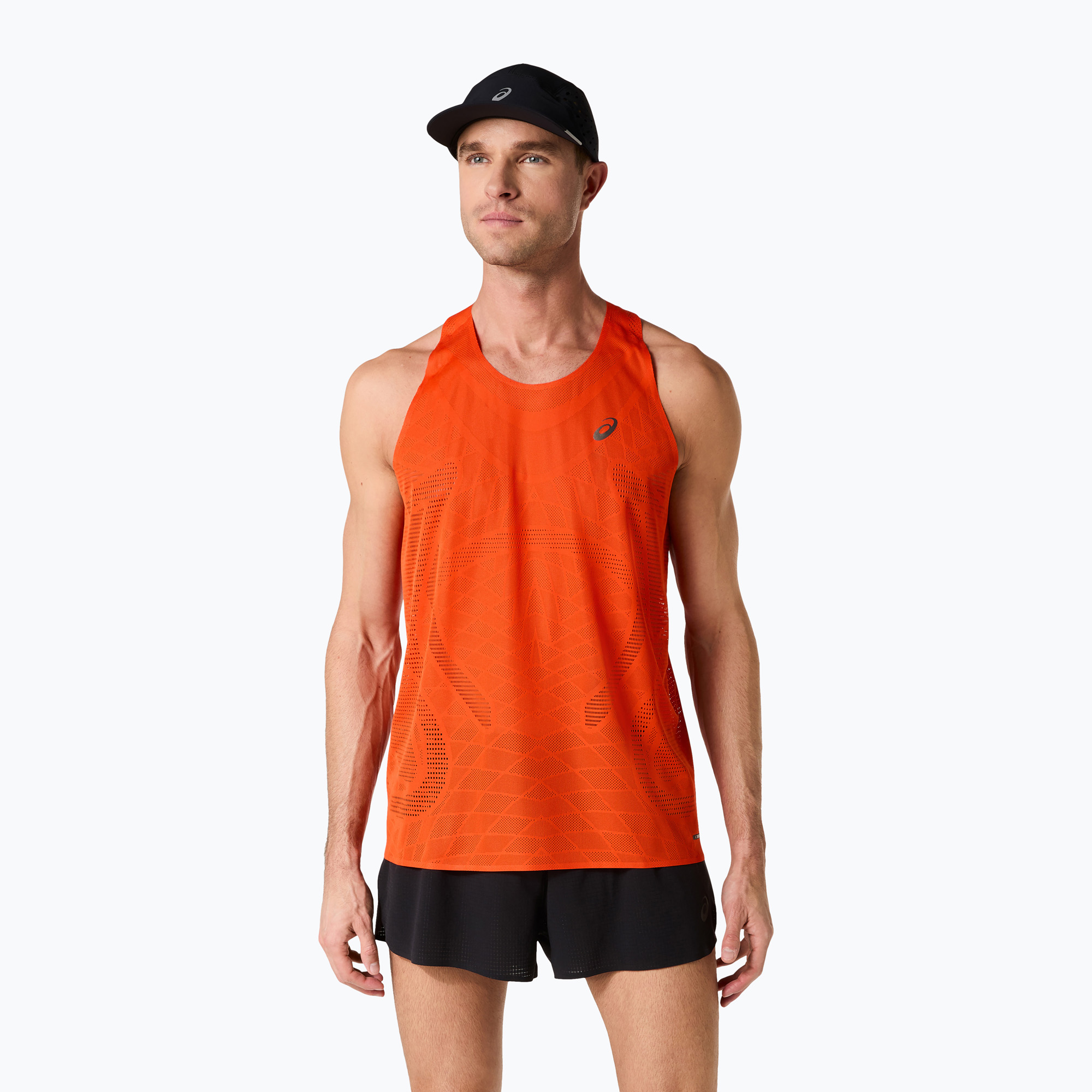 Koszulka do biegania męska ASICS Metarun Singlet cherry tomato