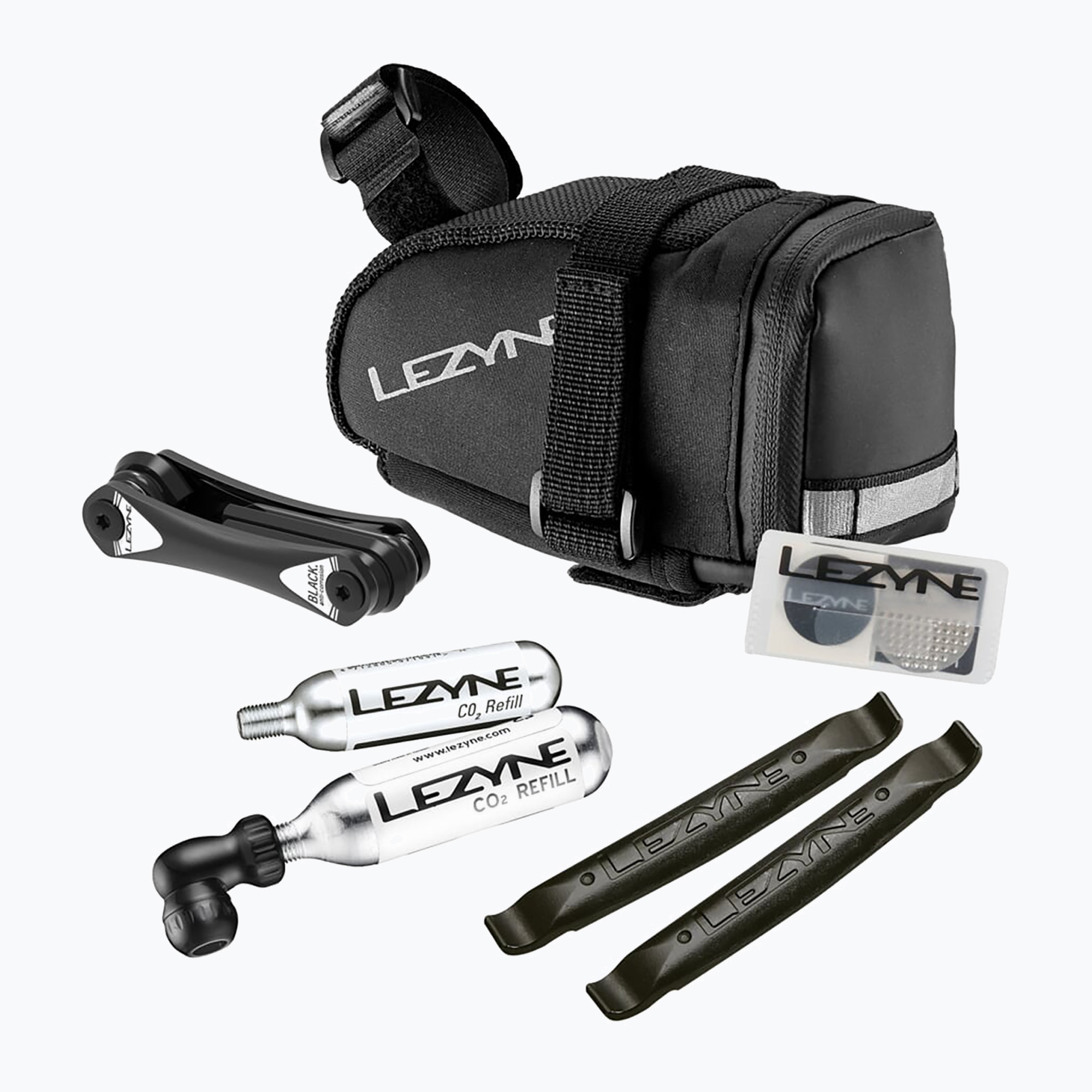 Чанта за велосипед под седалката   комплект за ремонт Lezyne M-Caddy - Co2 Kit 0,5 l black/black