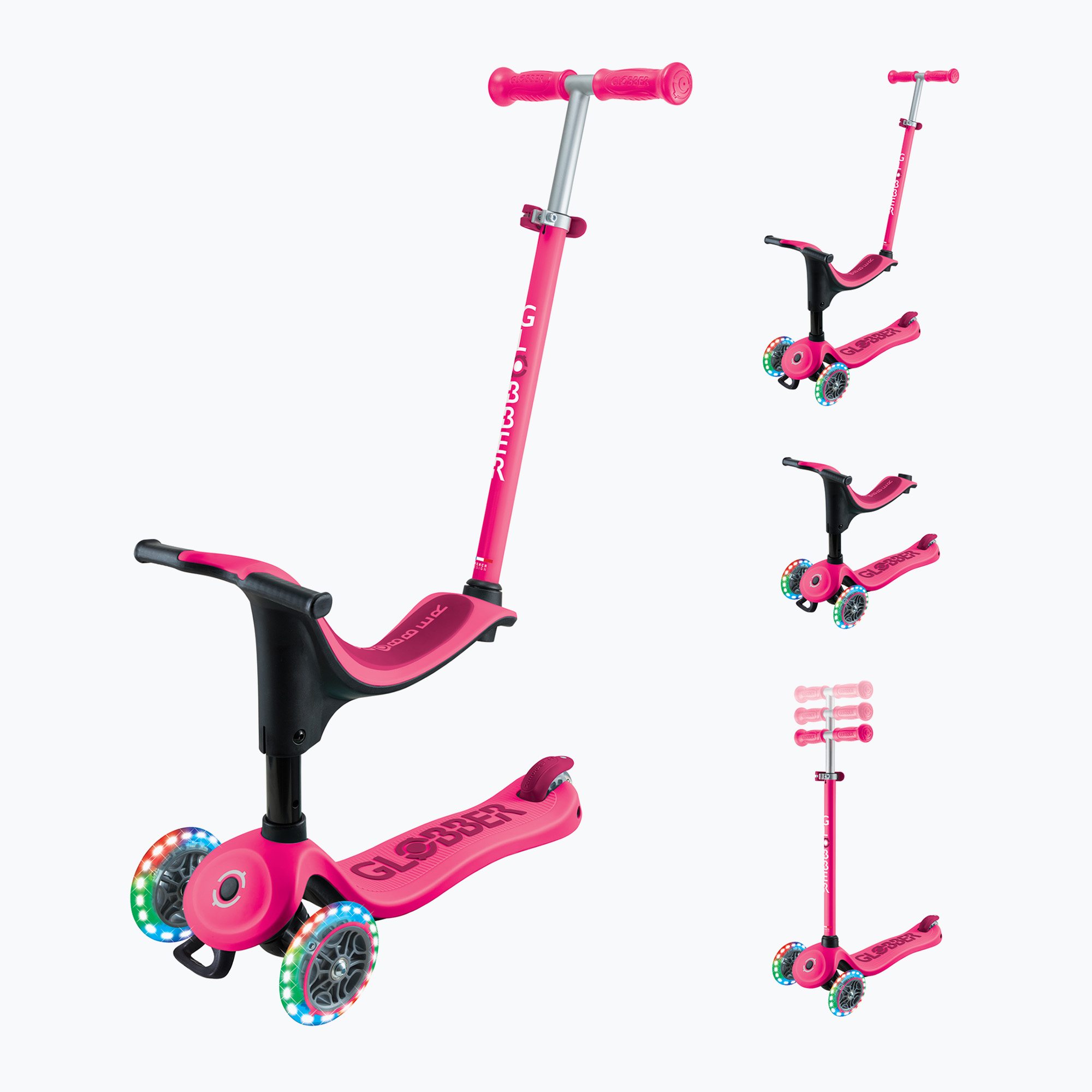 Hulajnoga trójkołowa dziecięca Globber Go.Up Sporty Lights fuchsia 