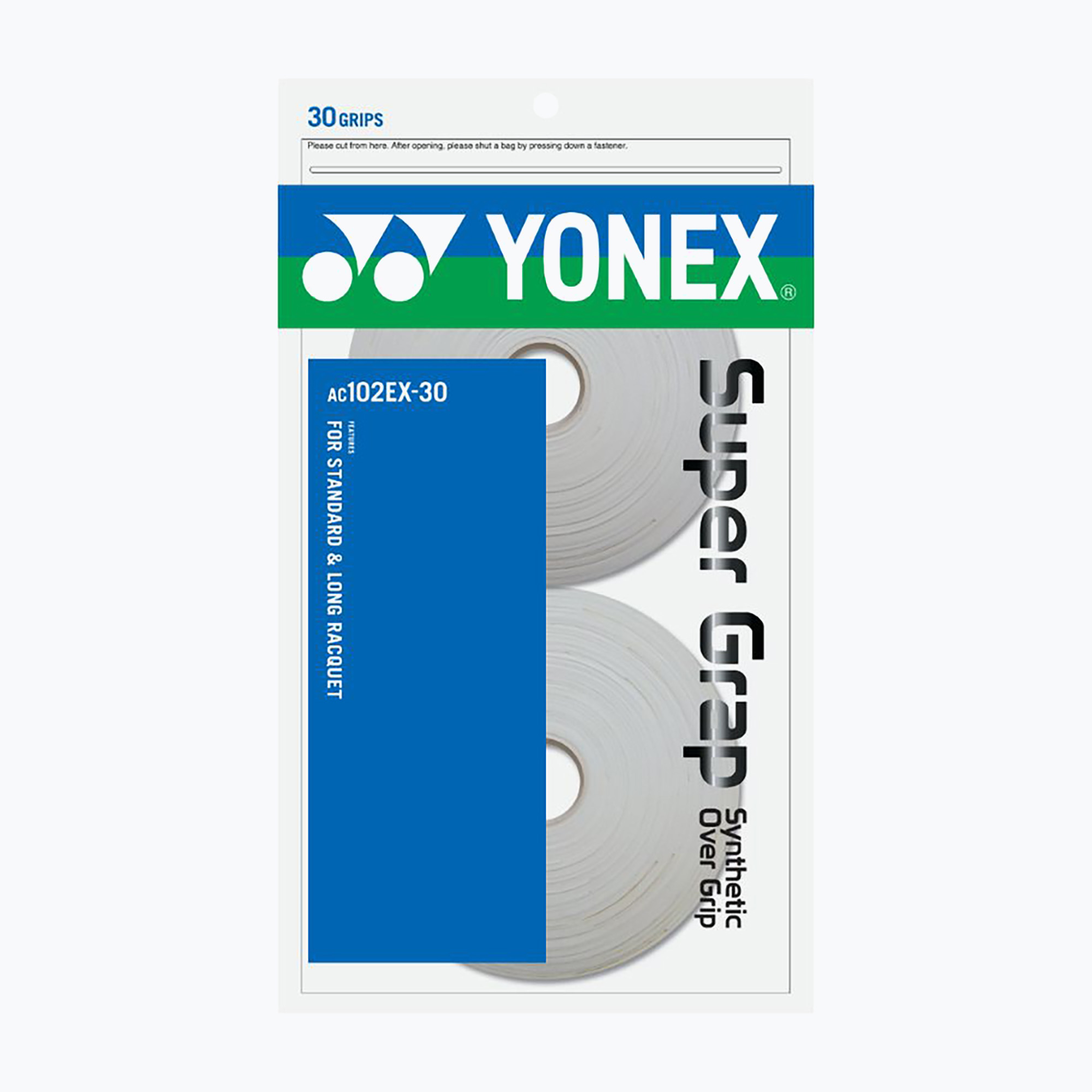Fasce per racchette da badminton YONEX AC 102-30 30 pezzi bianco (AC 102 EX-30 AC1023W)