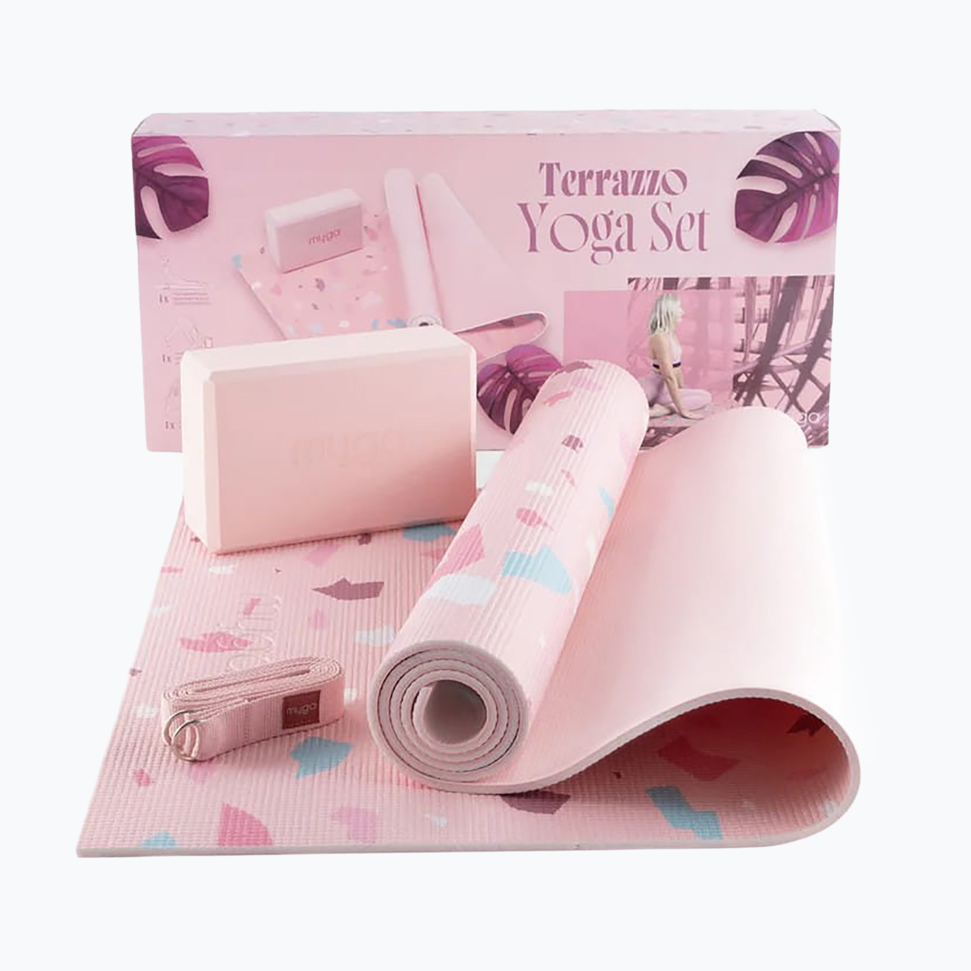 Комплект за йога Myga Terrazzo Yoga Set mat   block   strap purple