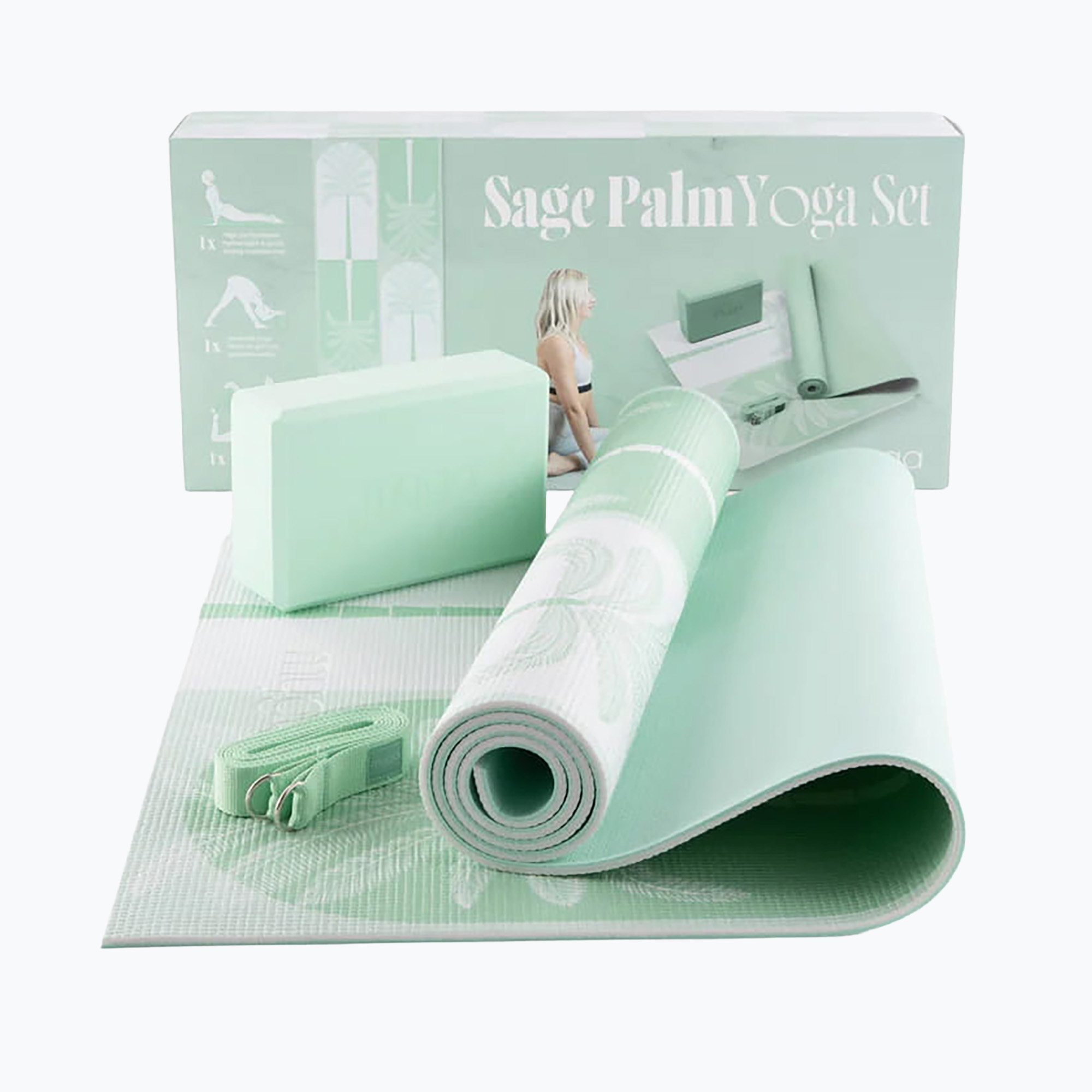 Комплект за йога Myga Sage Palm Yoga Set mat   block   green strap
