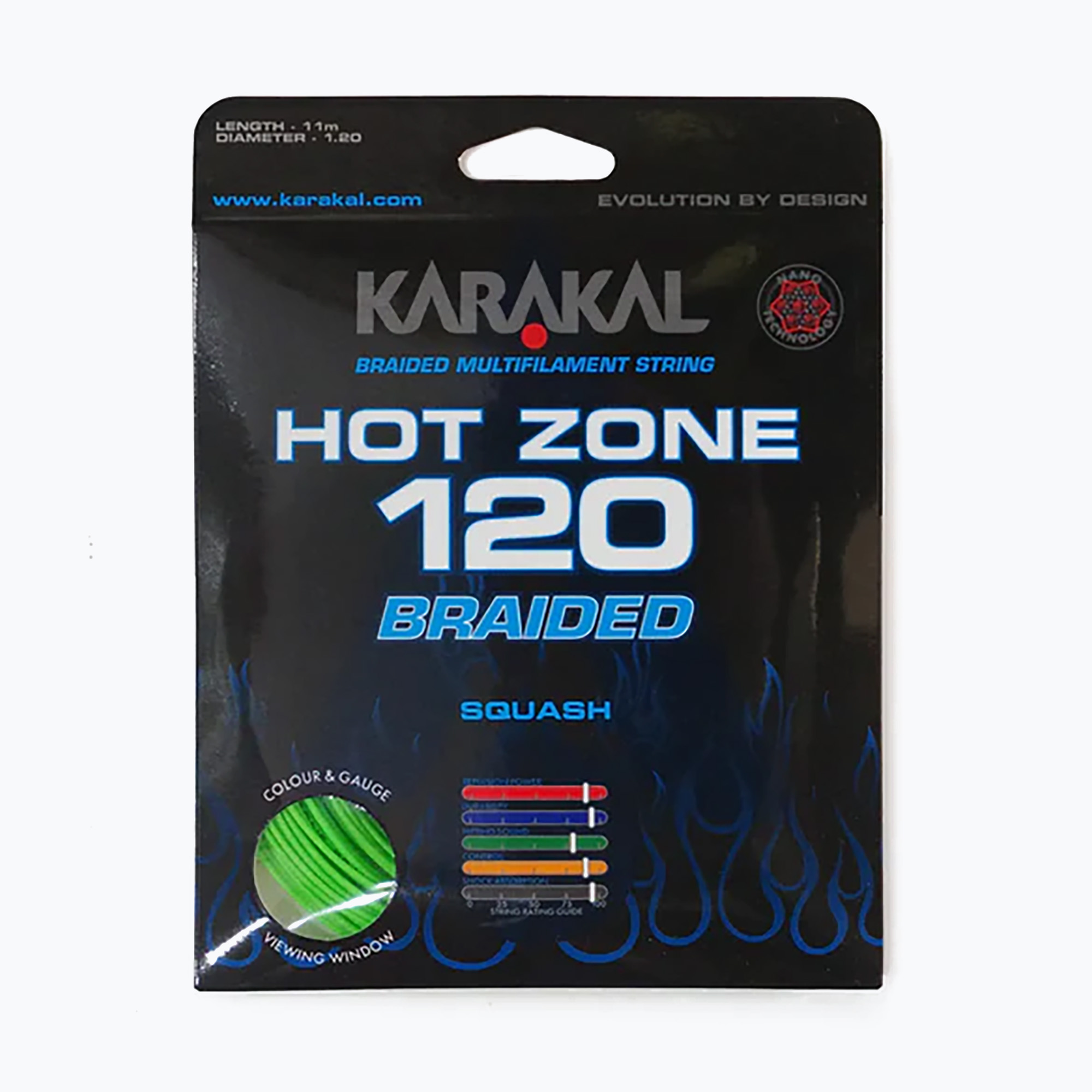 Squash húr Karakal Hot Zone Braided 120 11 m green (Hot Zone Braided 120 KA6510)