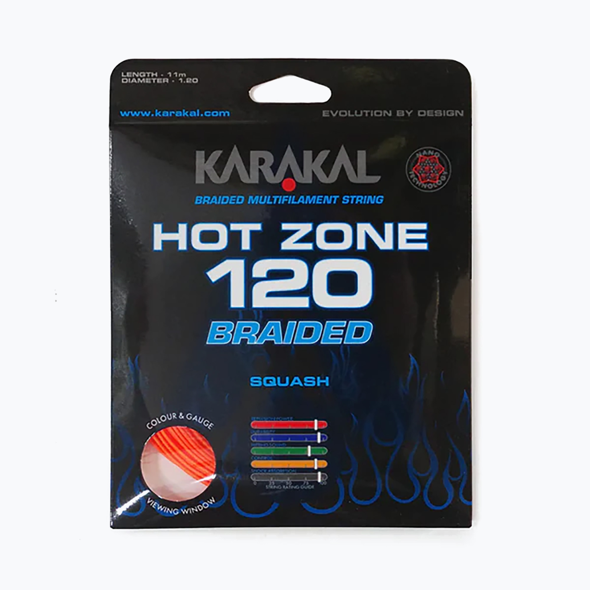 Squash húr Karakal Hot Zone Braided 120 11 m orange (Hot Zone Braided 120 KA6510)