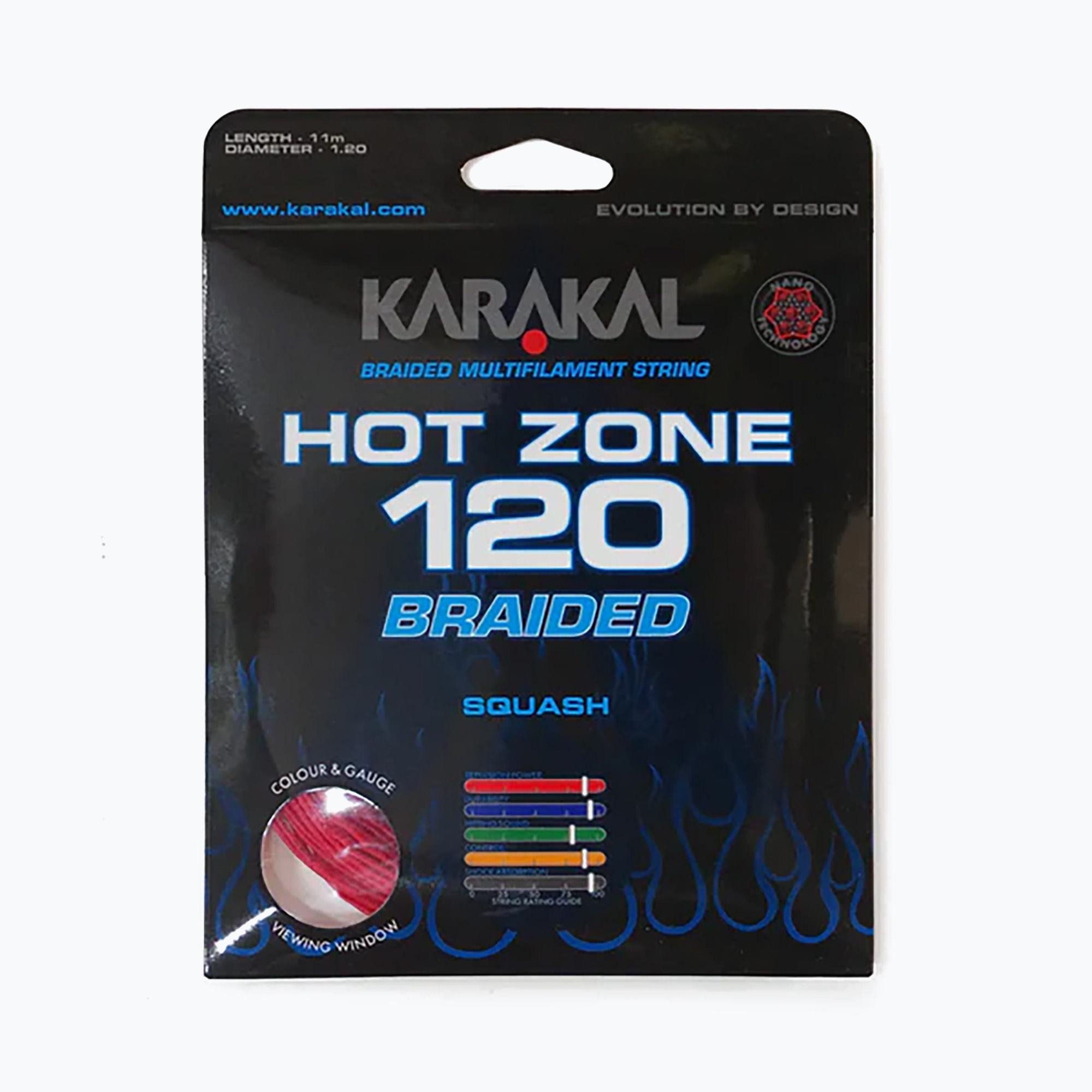 Squash húr Karakal Hot Zone Braided 120 11 m red (Hot Zone Braided 120 KA6510)