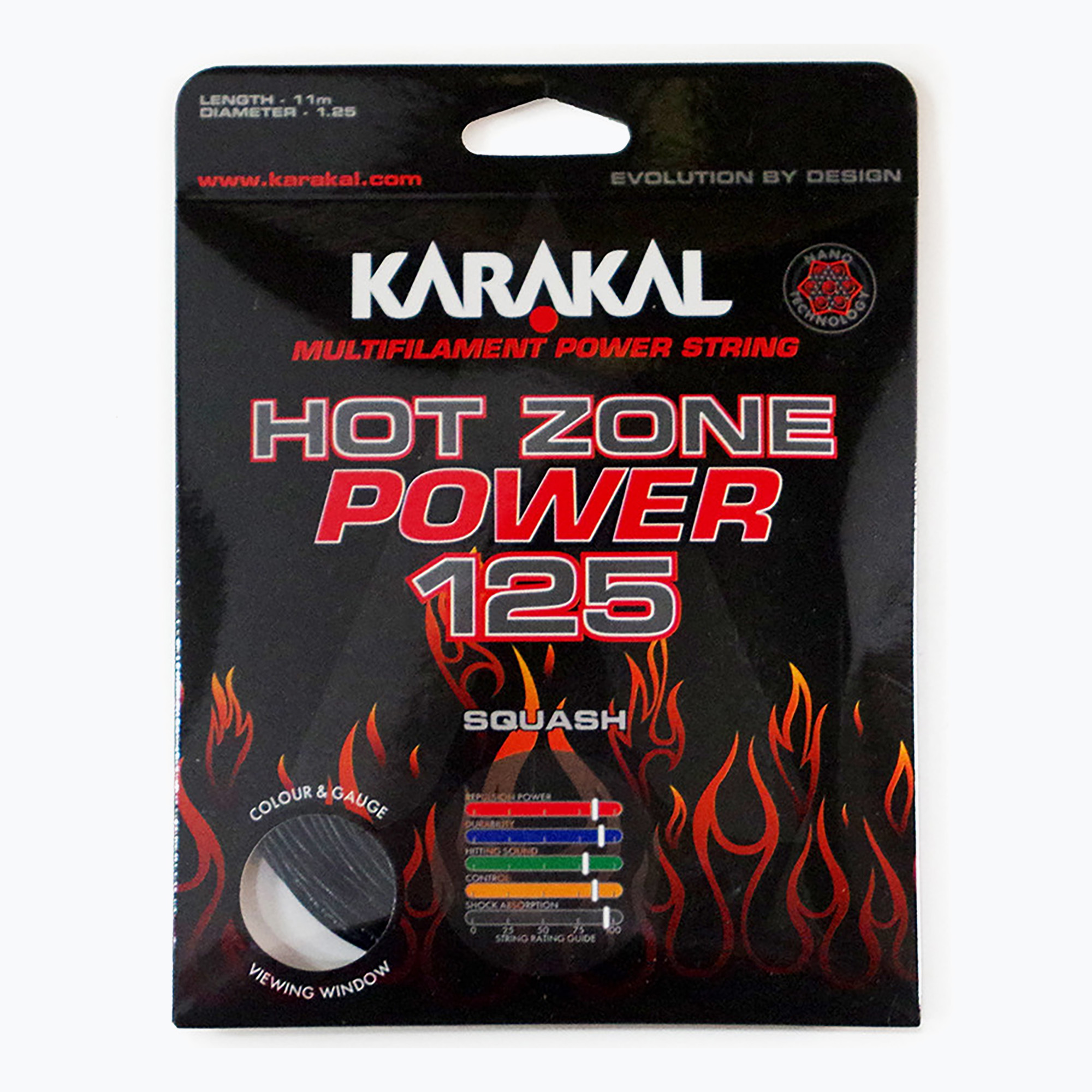 Karakal Hot Zone Power 125 11 m fekete Squash zsinór (Hot Zone Power 125 KA6570)