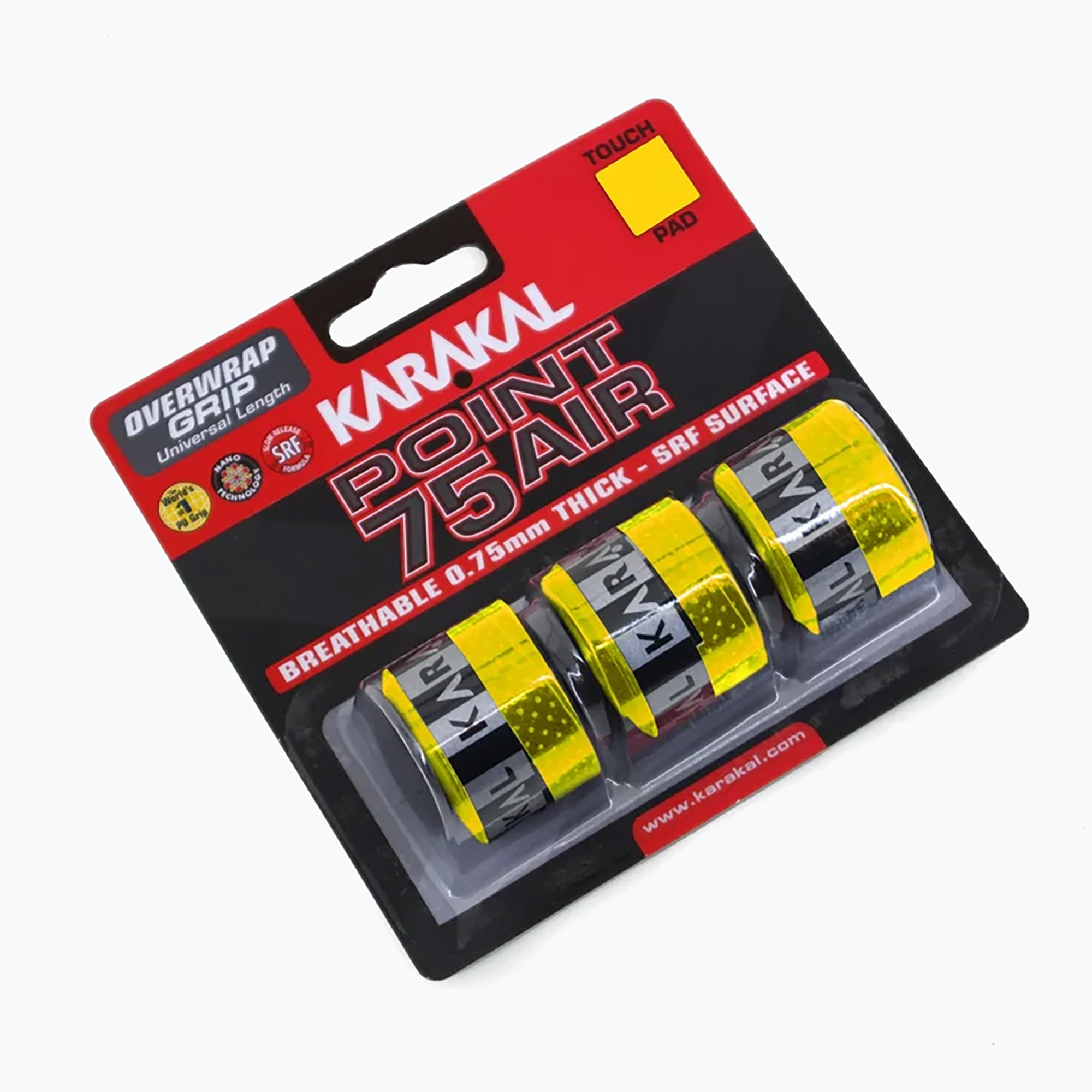 Înveliș pentru rachetă de squash Karakal Point 75 Air 3 pack yellow