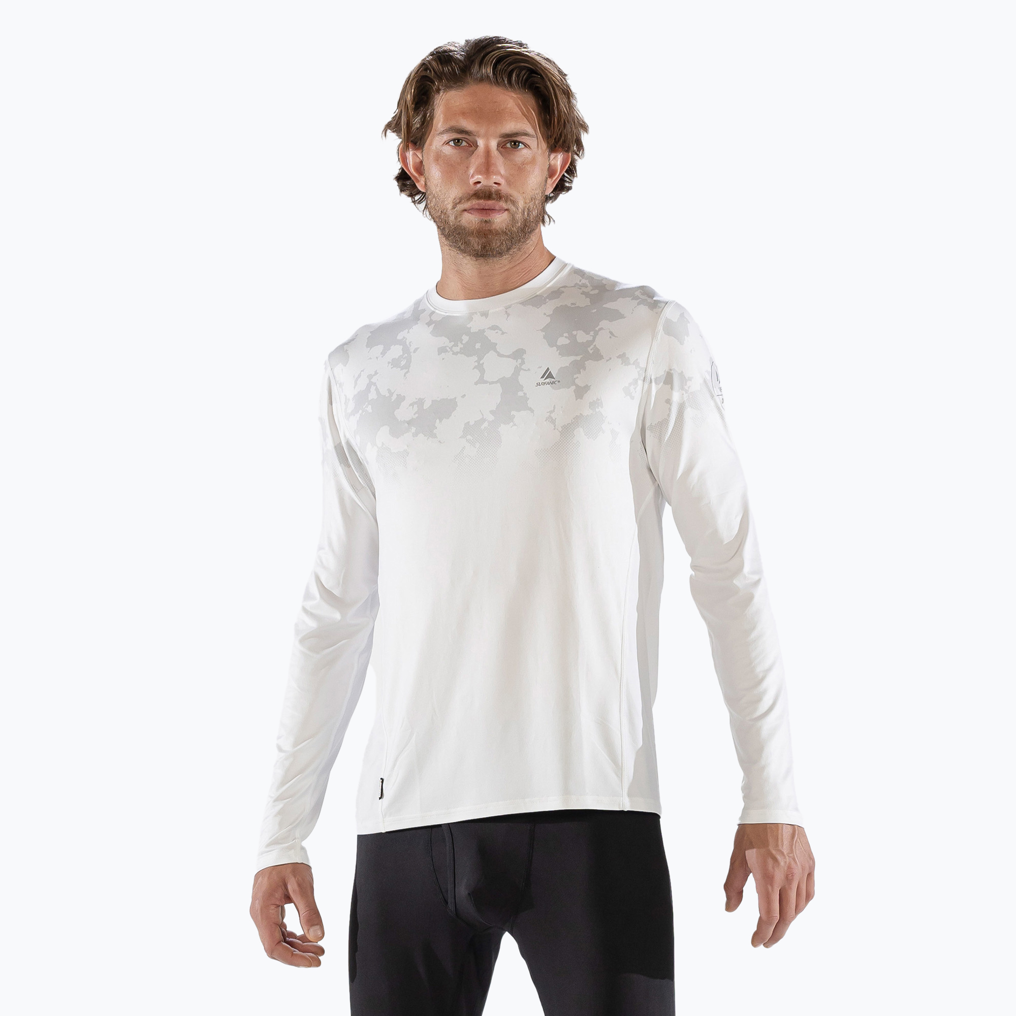 Pánske termoaktívne tričko longsleeve Surfanic Bodyfit CarbonDri Limited Edition Crew Neck optic white (Bodyfit CarbonDri Limited Edition Crew Neck