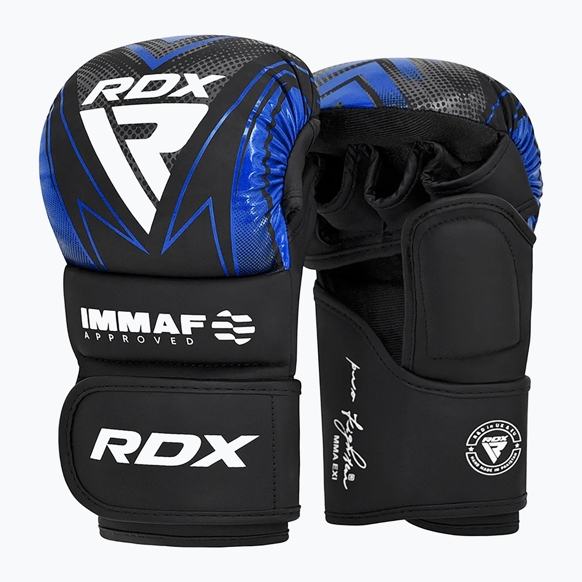 Rękawice grapplingowe RDX IMMAF Approved Shooted Grappling blue 