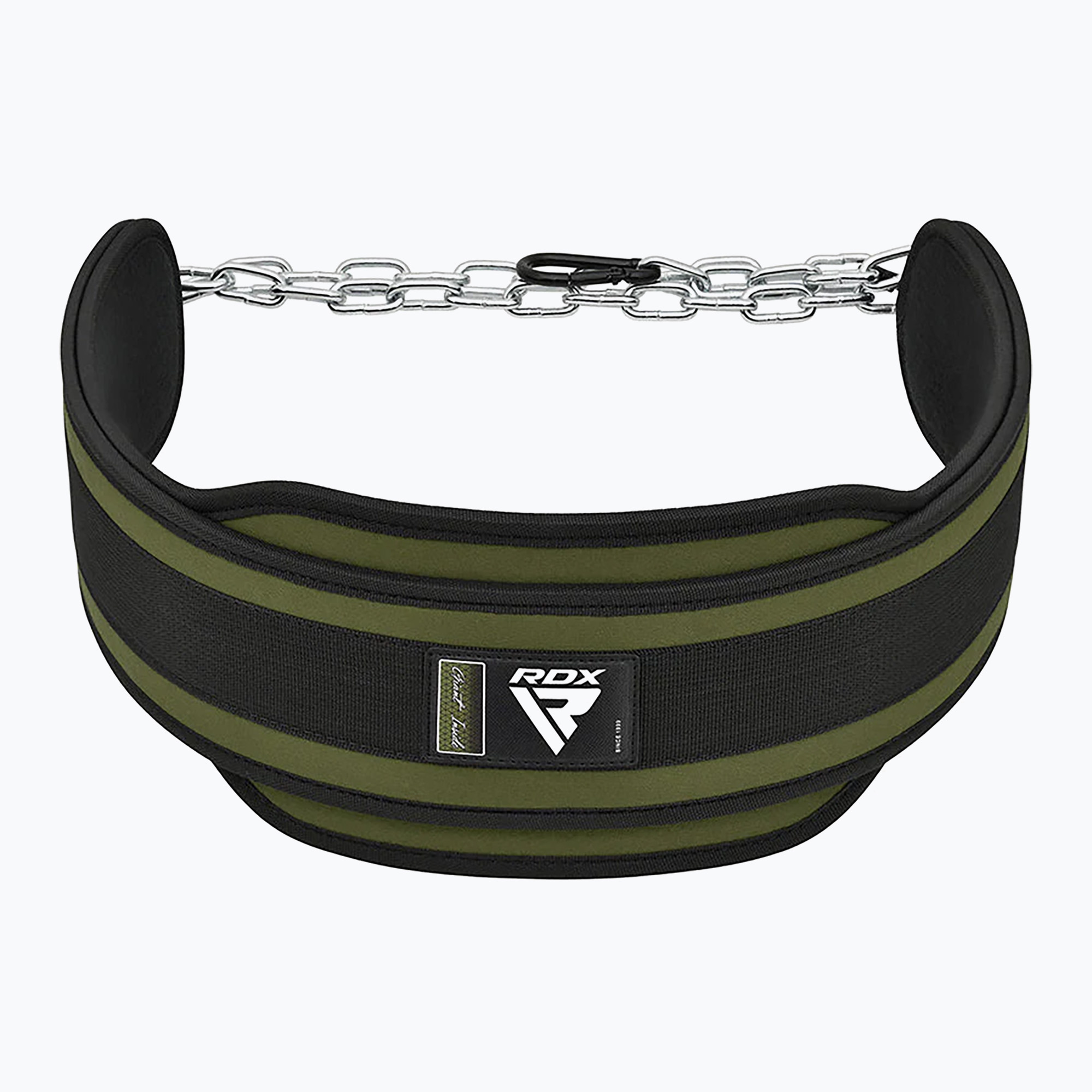 Pas do podnoszenia ciężarów RDX Pro Dipping Belt 2 Layer army green 