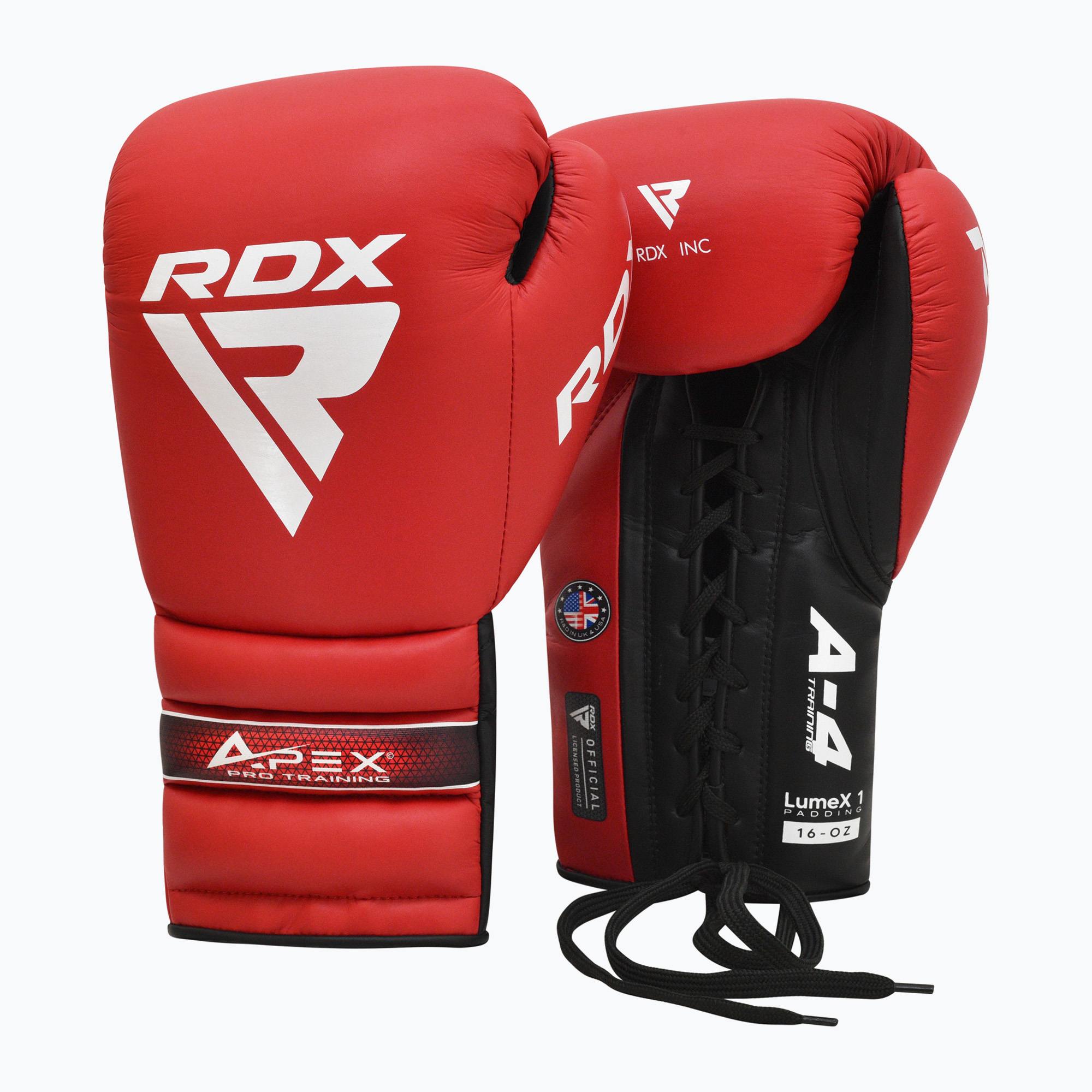 Rękawice bokserskie RDX Apex Lace Up Training Sparring Boxing red 