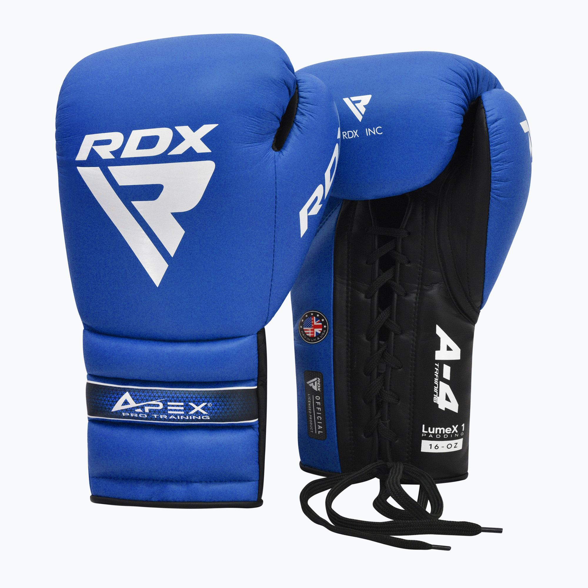 Rękawice bokserskie RDX Apex Lace Up Training Sparring Boxing blue 