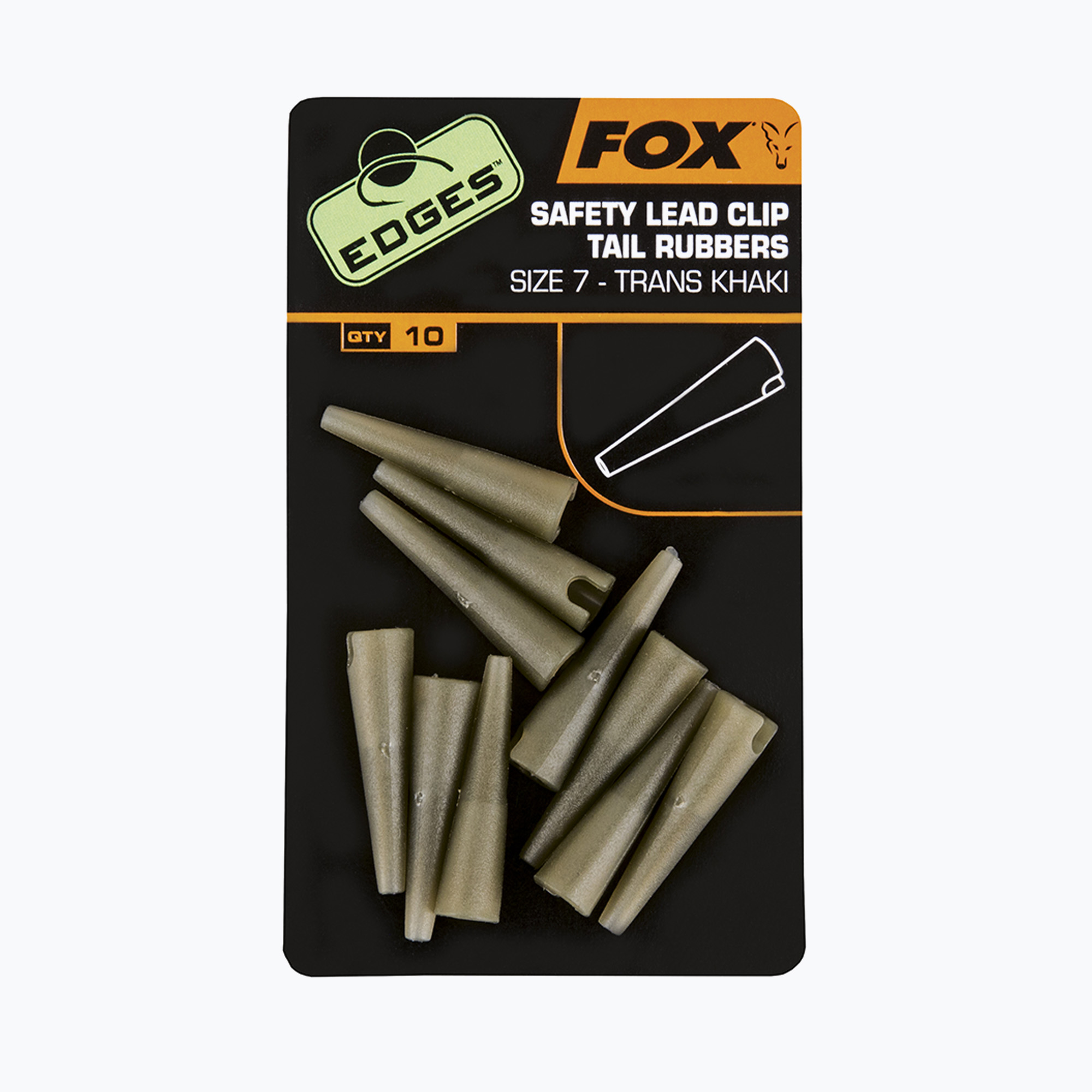 Fox International Edges Lead Clip Tail Rubbers 10 pcs. Trans Khaki CAC478