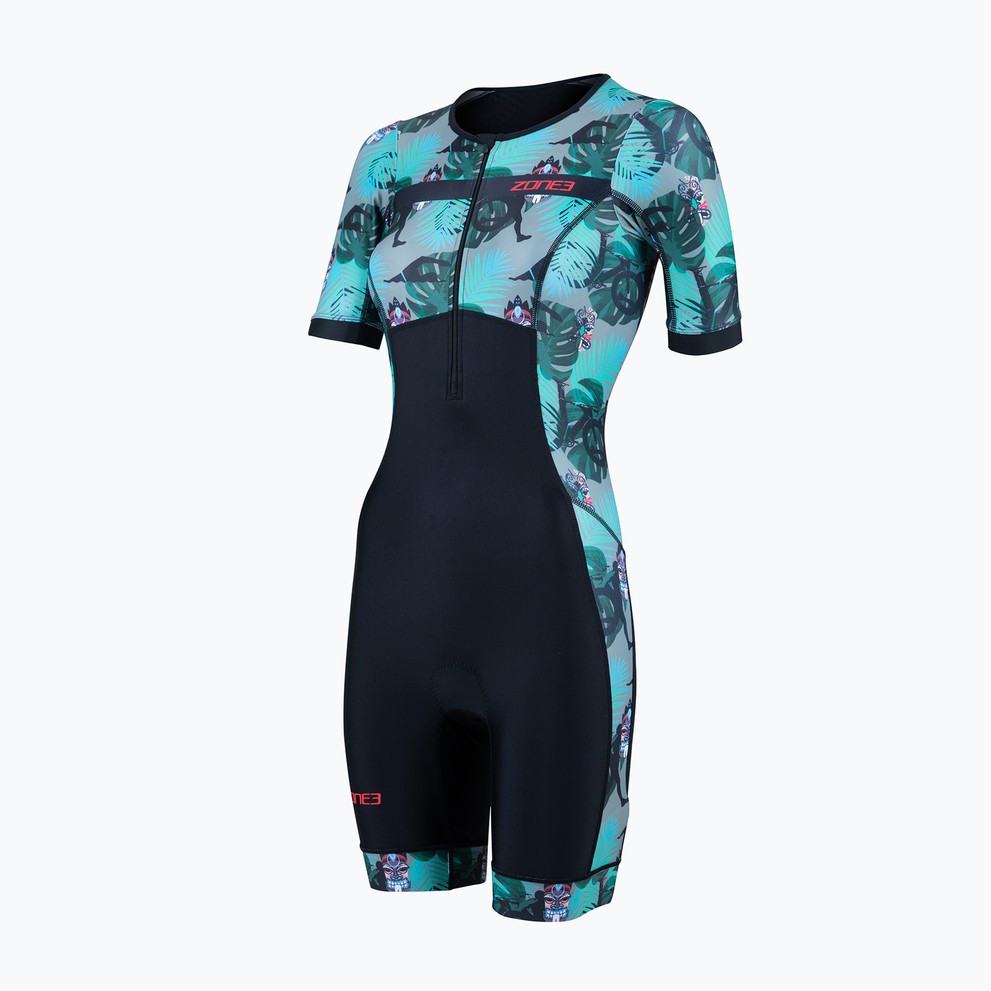 Dámsky triatlonový oblek ZONE3 Activate+ Short Sleeve Trisuit tribal rush/black/khaki (Activate+ Trisuit TS24WMOMII101)