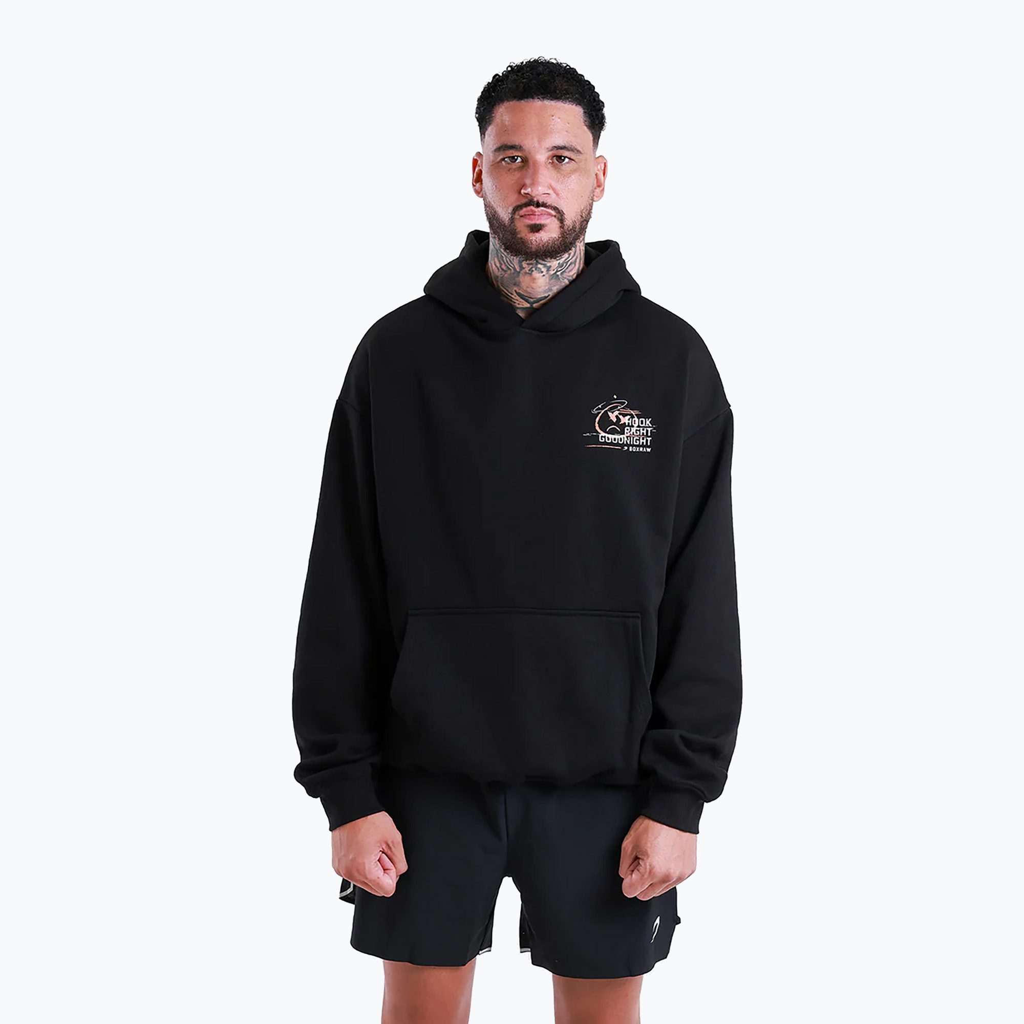 Bluză pentru bărbați BOXRAW Hook Right Goodnight Oversized Hoodie black