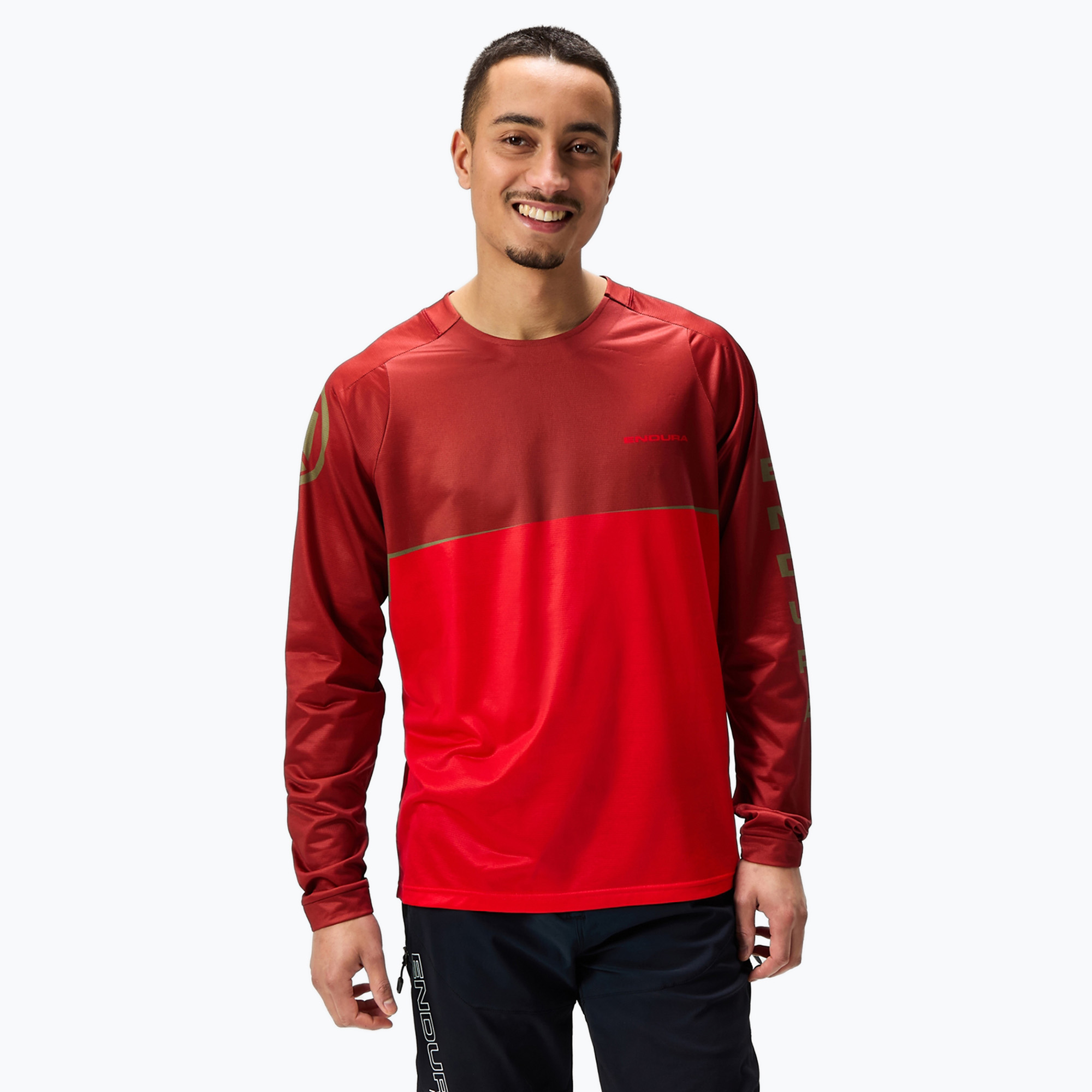 Men's Endura Core Printed flame red cycling longsleeve (L)