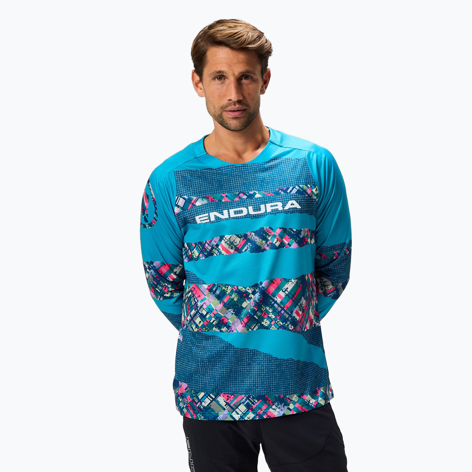 Мъжки Endura Patchwork Ltd Printed barra blue cycling longsleeve