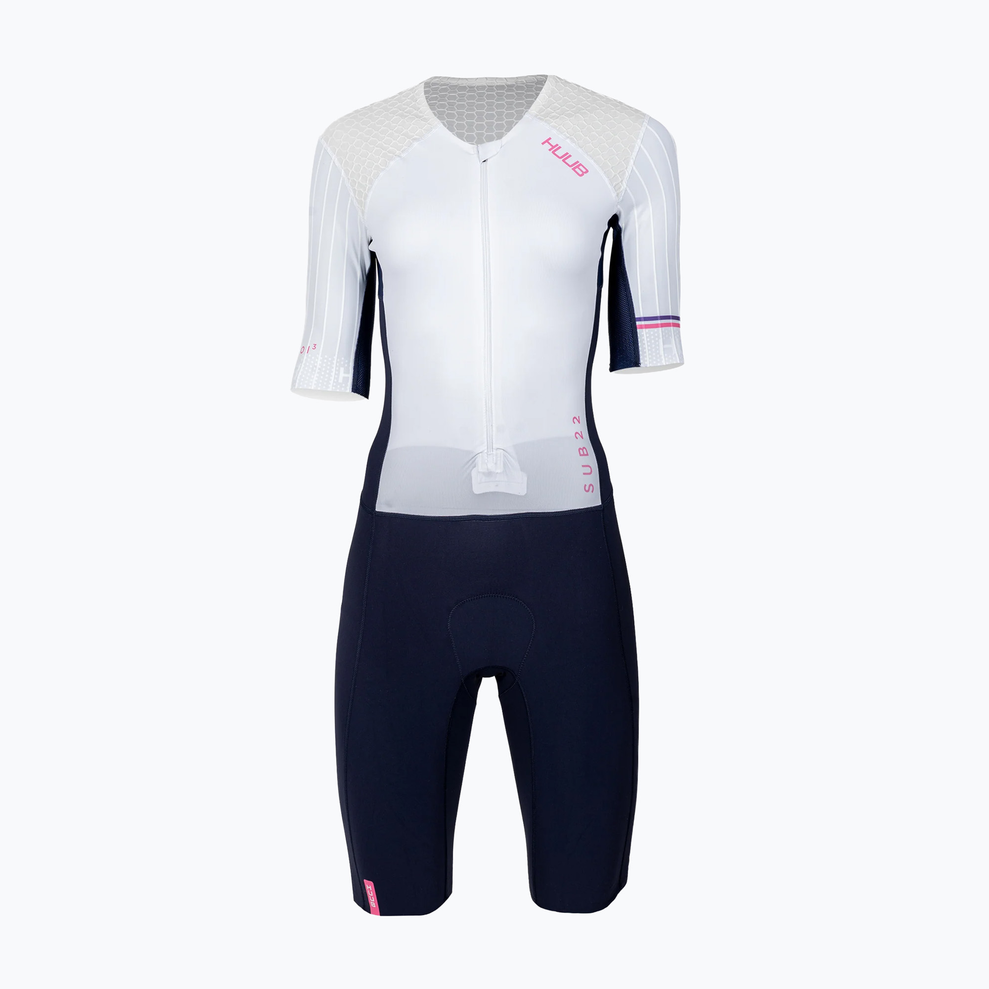 Дамски гащеризон за триатлон HUUB Anemoi 3 SUB22 white/navy/pink