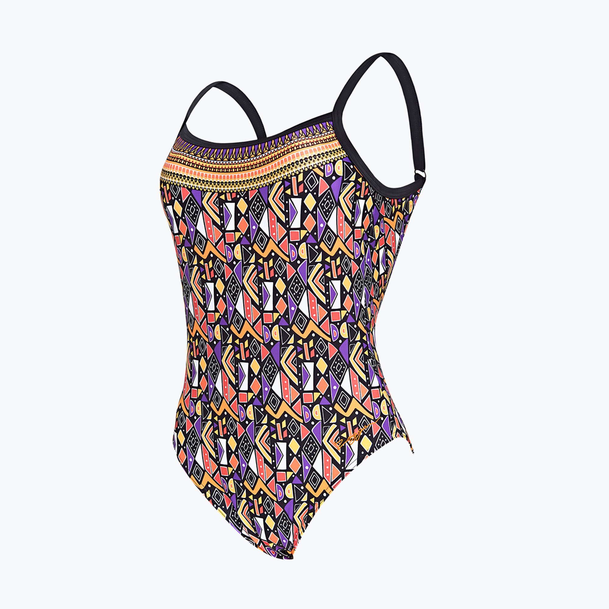 Women's one-piece swimsuit Zoggs Culture Jam Deep Scoo brown / multicolour (42 DE)