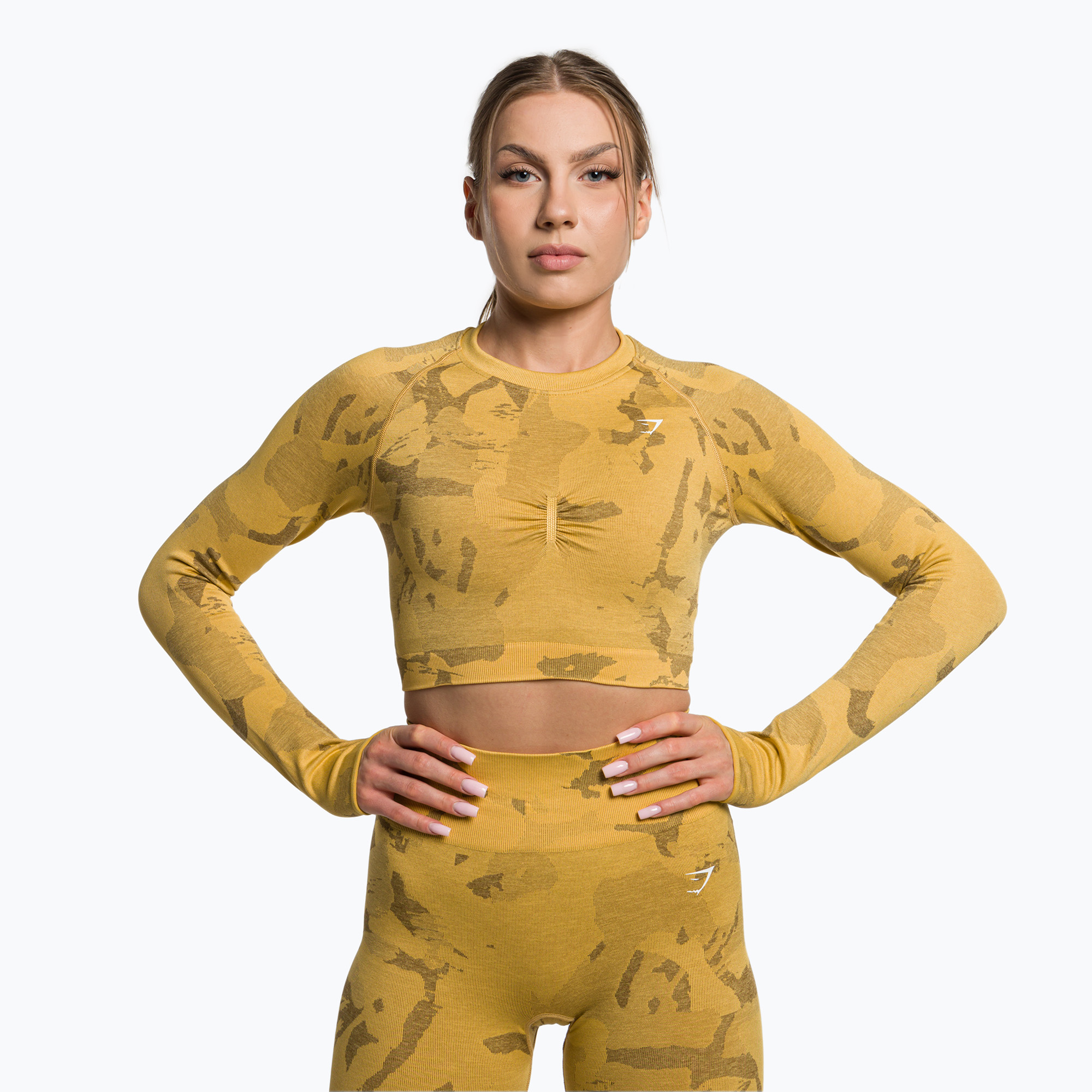 Women's training leggings Gymshark Adapt Camo Savanna Seamless indian yellow (XS)