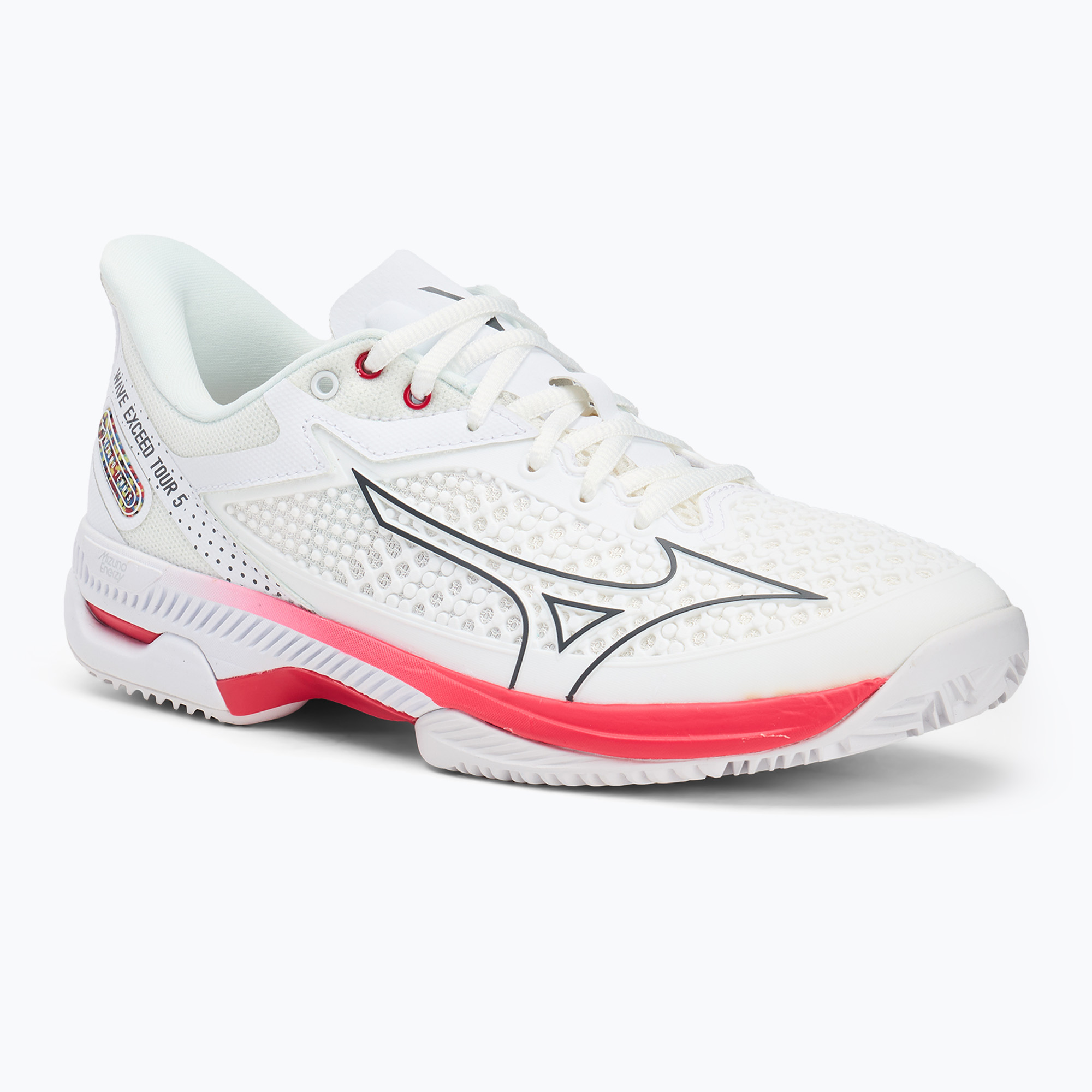 Buty do tenisa damskie Mizuno Wave Exceed Tour 5 CC undyed white/quiet shade/opera red 