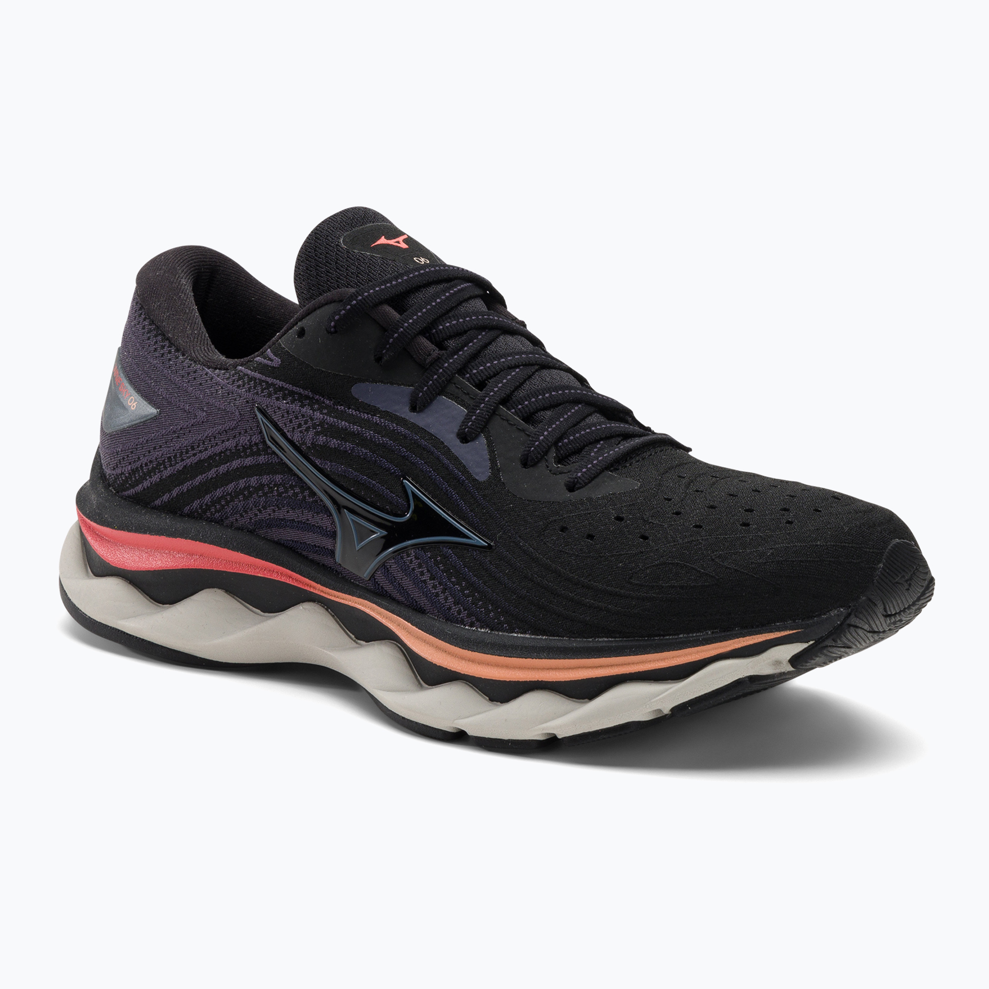 Buty do biegania damskie Mizuno Wave Sky 6 black/quicksilver/hot coral 