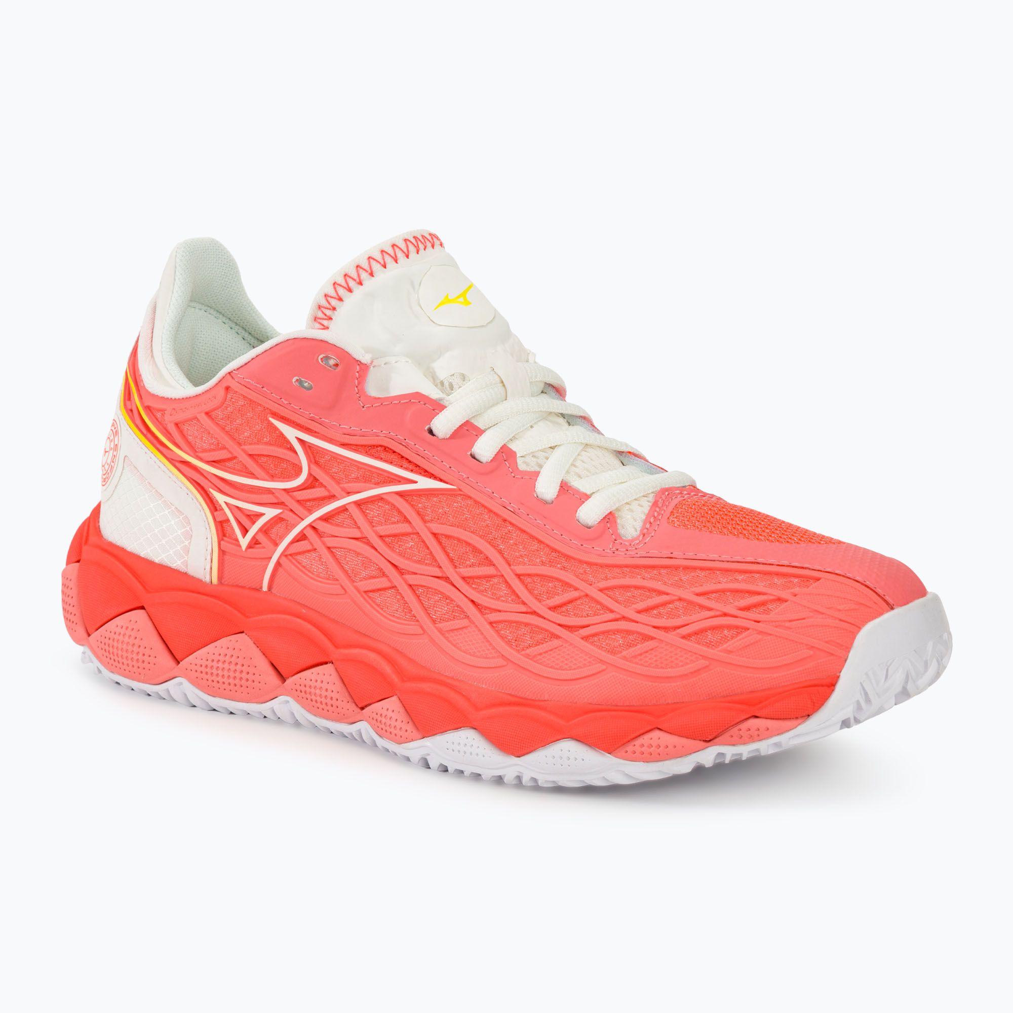 Buty do tenisa damskie Mizuno Wave Enforce Tour CC candy coral/snow white/neon flame 