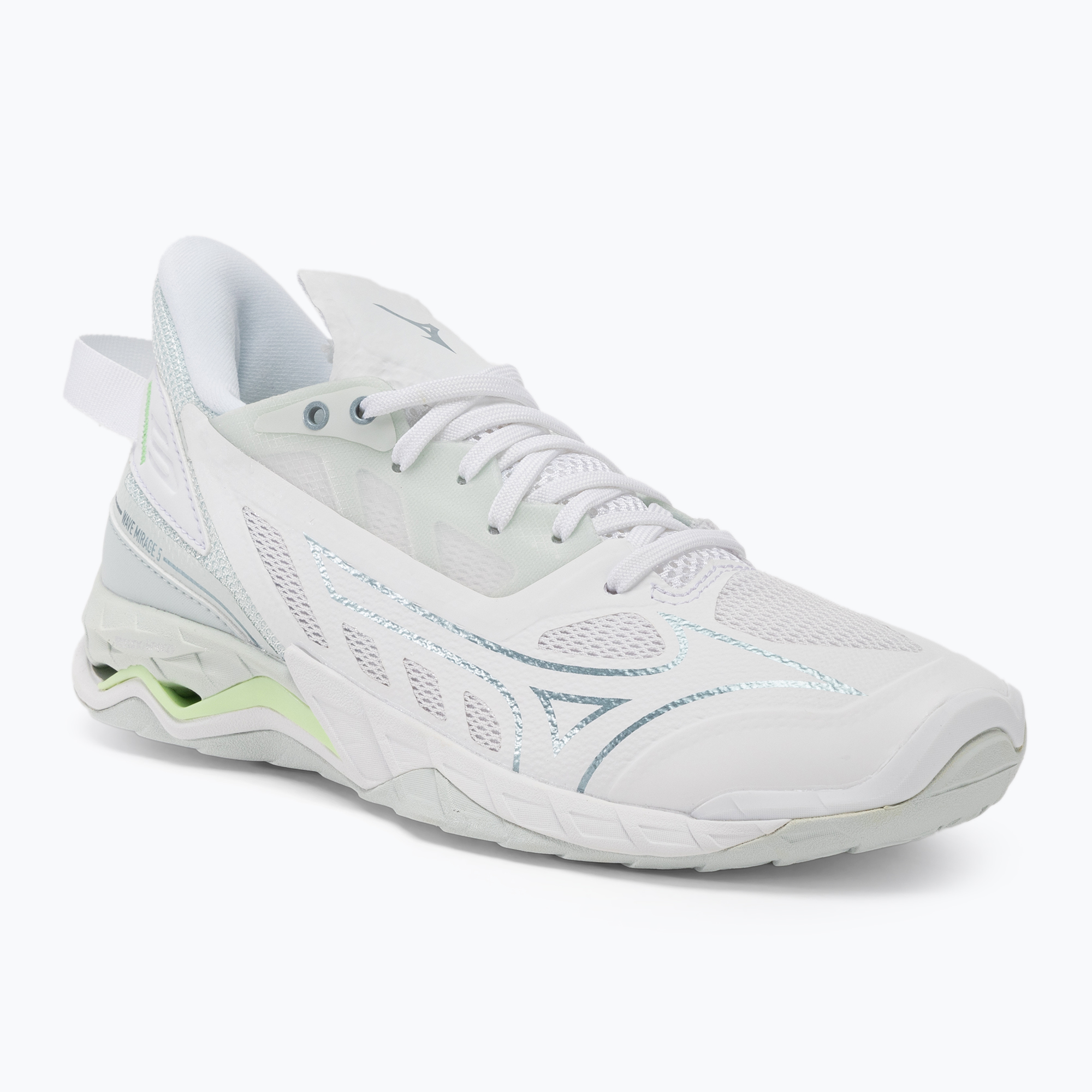 Buty do piłki ręcznej damskie Mizuno Wave Mirage 5 white/glacial ridge/patinagreen 