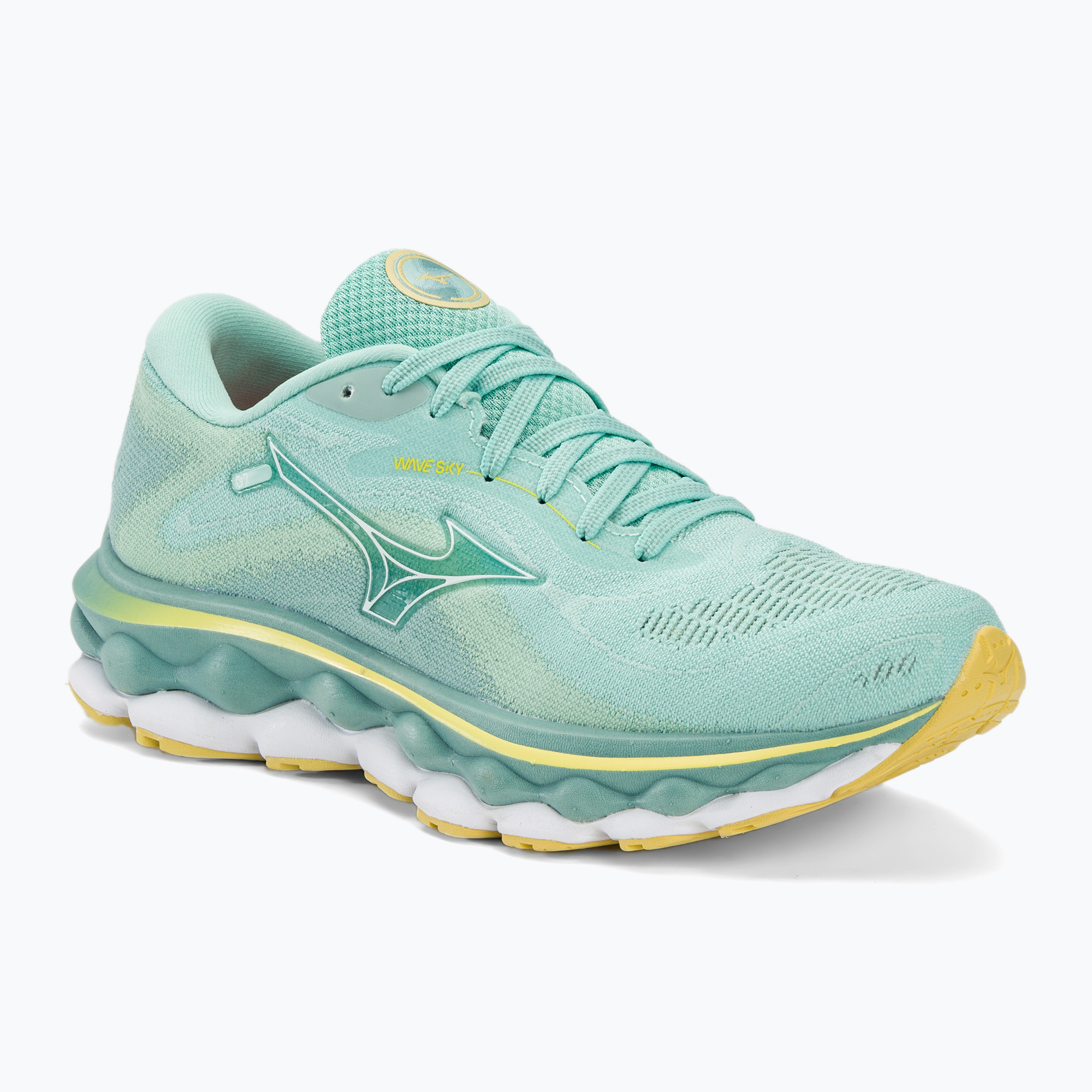 Buty do biegania damskie Mizuno Wave Sky 7 eggshell blue/white/sunshine 