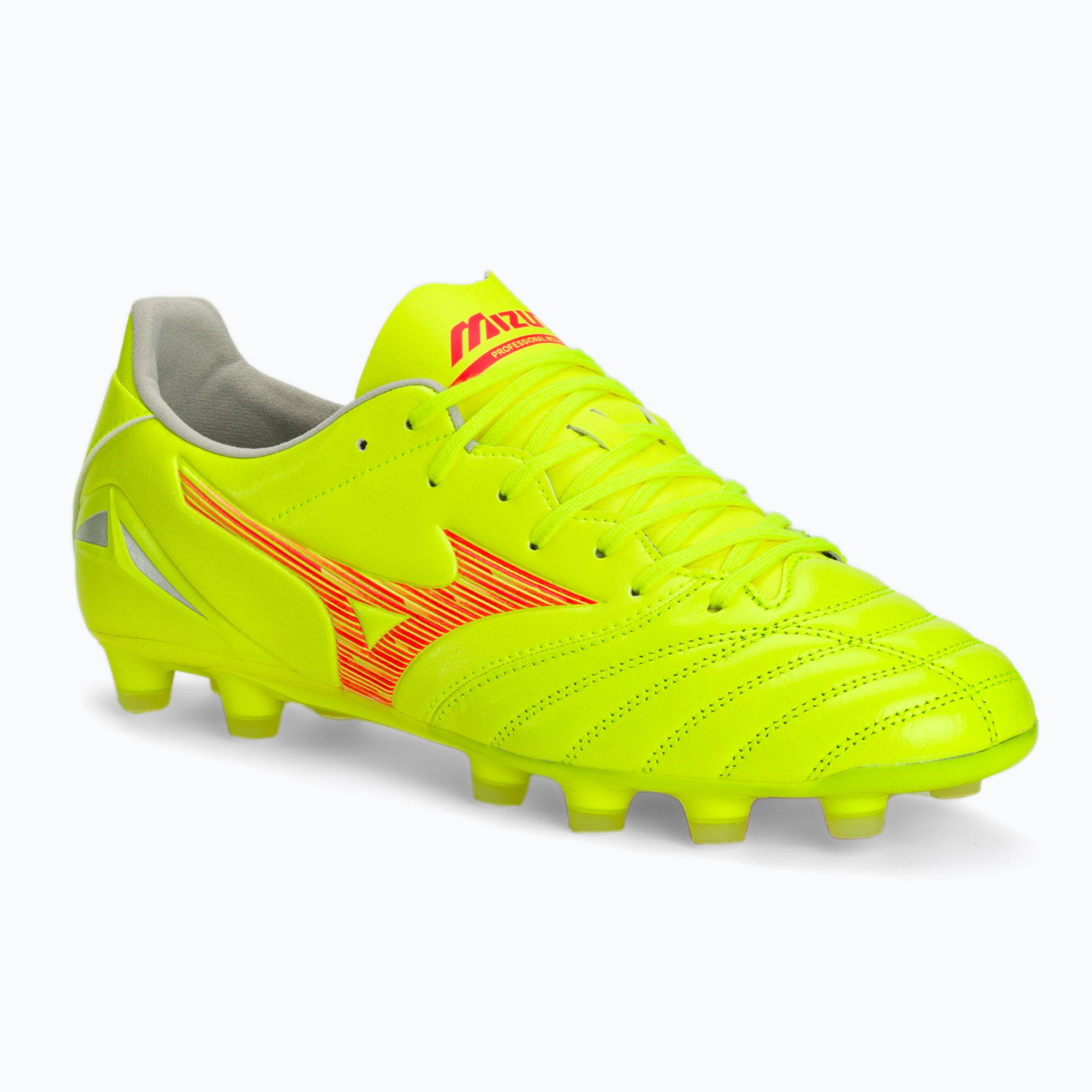 Buty piłkarskie Mizuno Morelia Neo IV Pro MD safety yellow/ fiery coral 2/ galaxy silver 