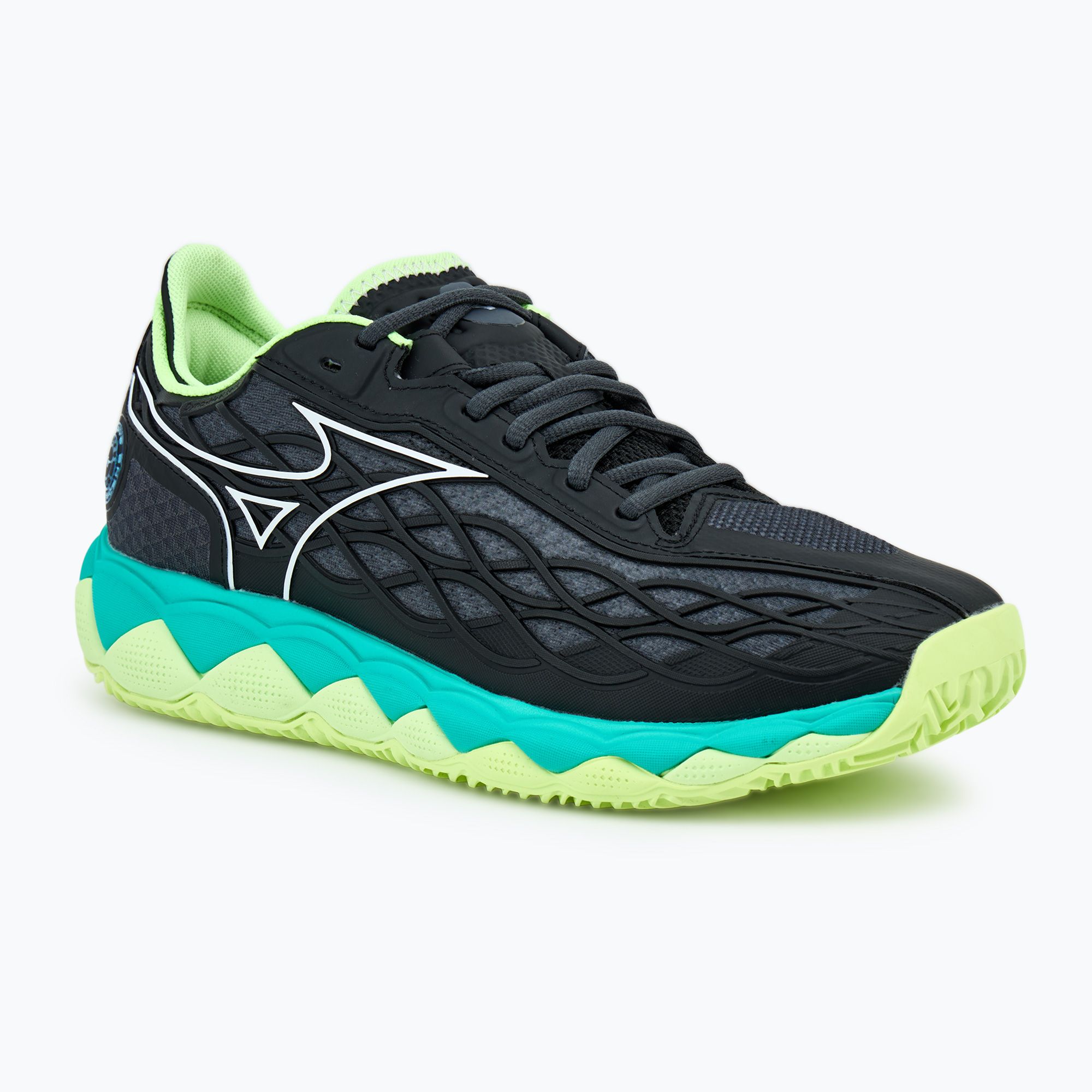 Buty do tenisa męskie Mizuno Wave Enforce Tour CC black/white/mizuno neo lime 