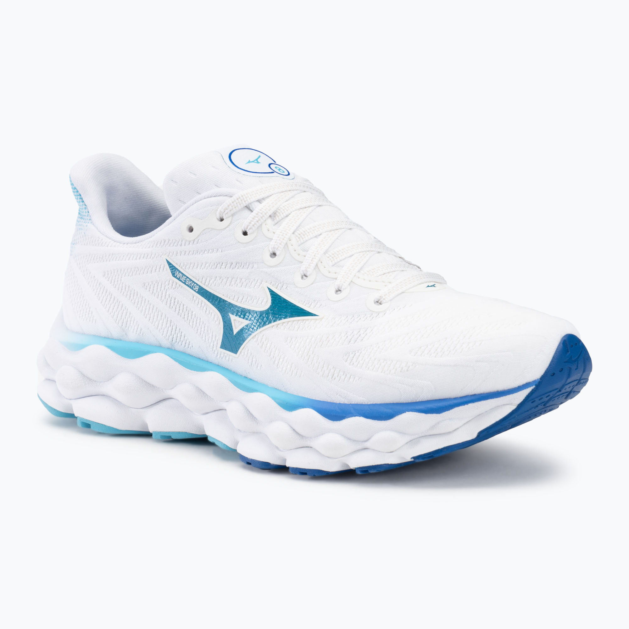 Buty do biegania damskie Mizuno Wave Sky 8 white/laser blue/mugen blue 