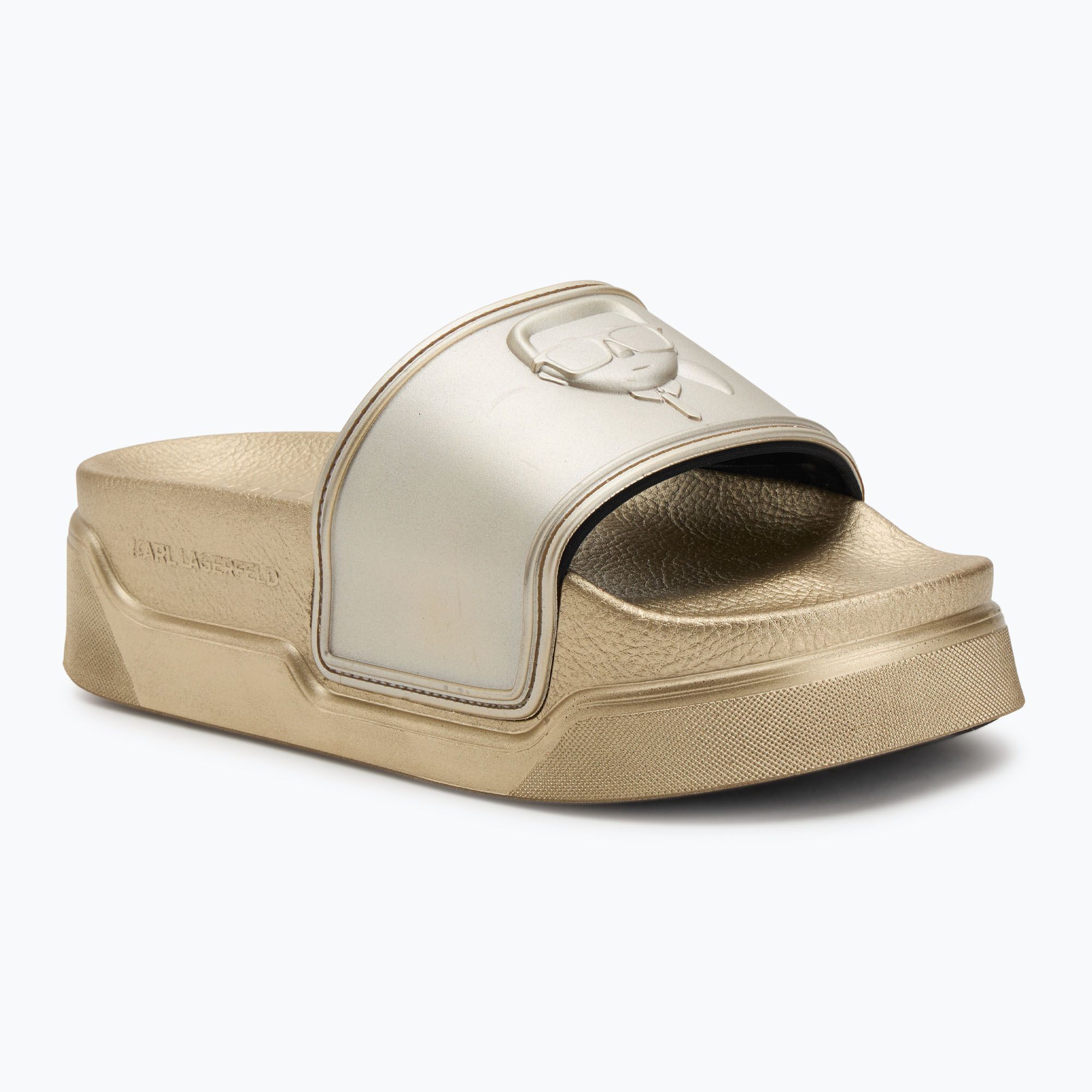 Klapki damskie KARL LAGERFELD Kondominium Nft Relief gold rubber 