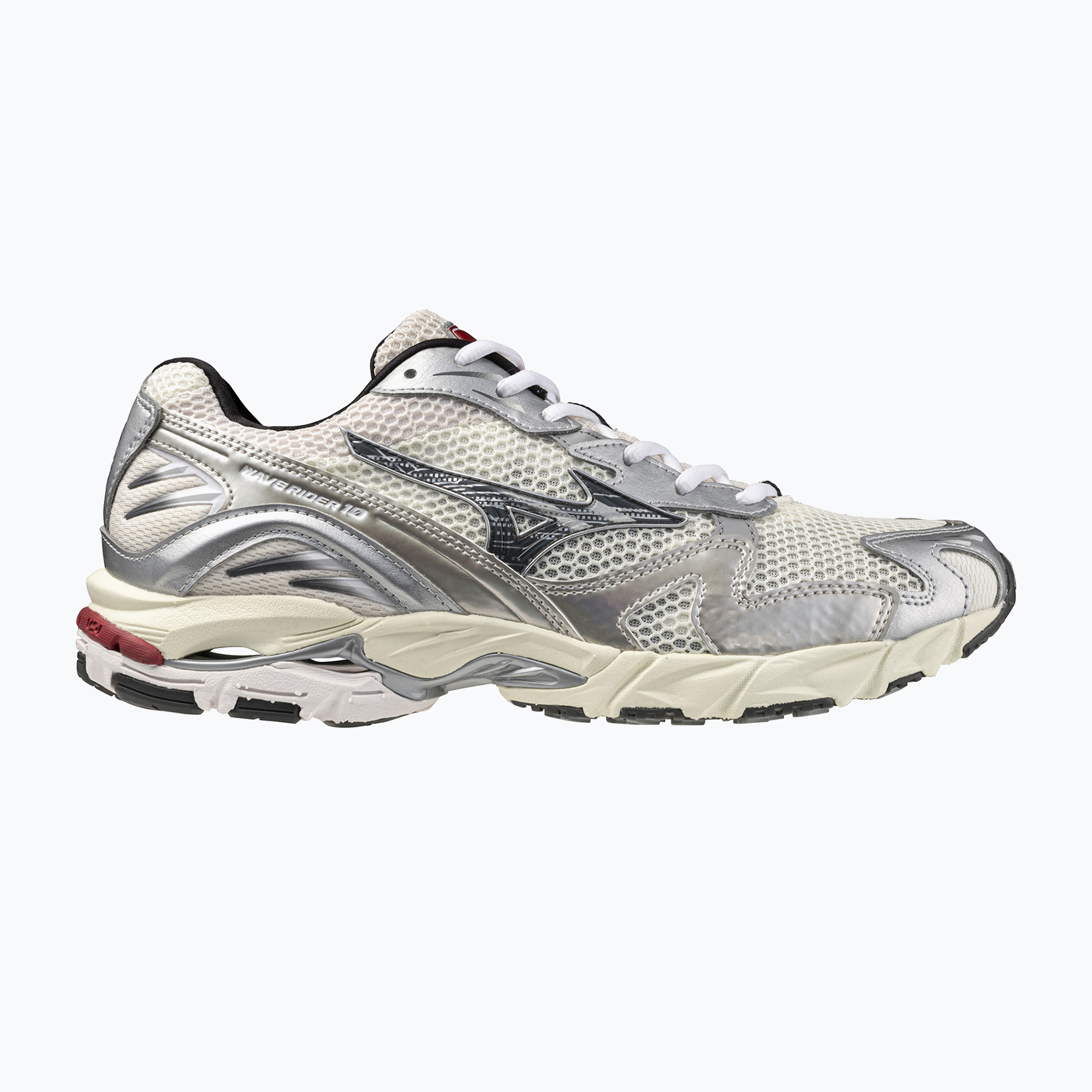Buty męskie Mizuno Wave Rider 10 mizuno snow white/black sand/ryth red 
