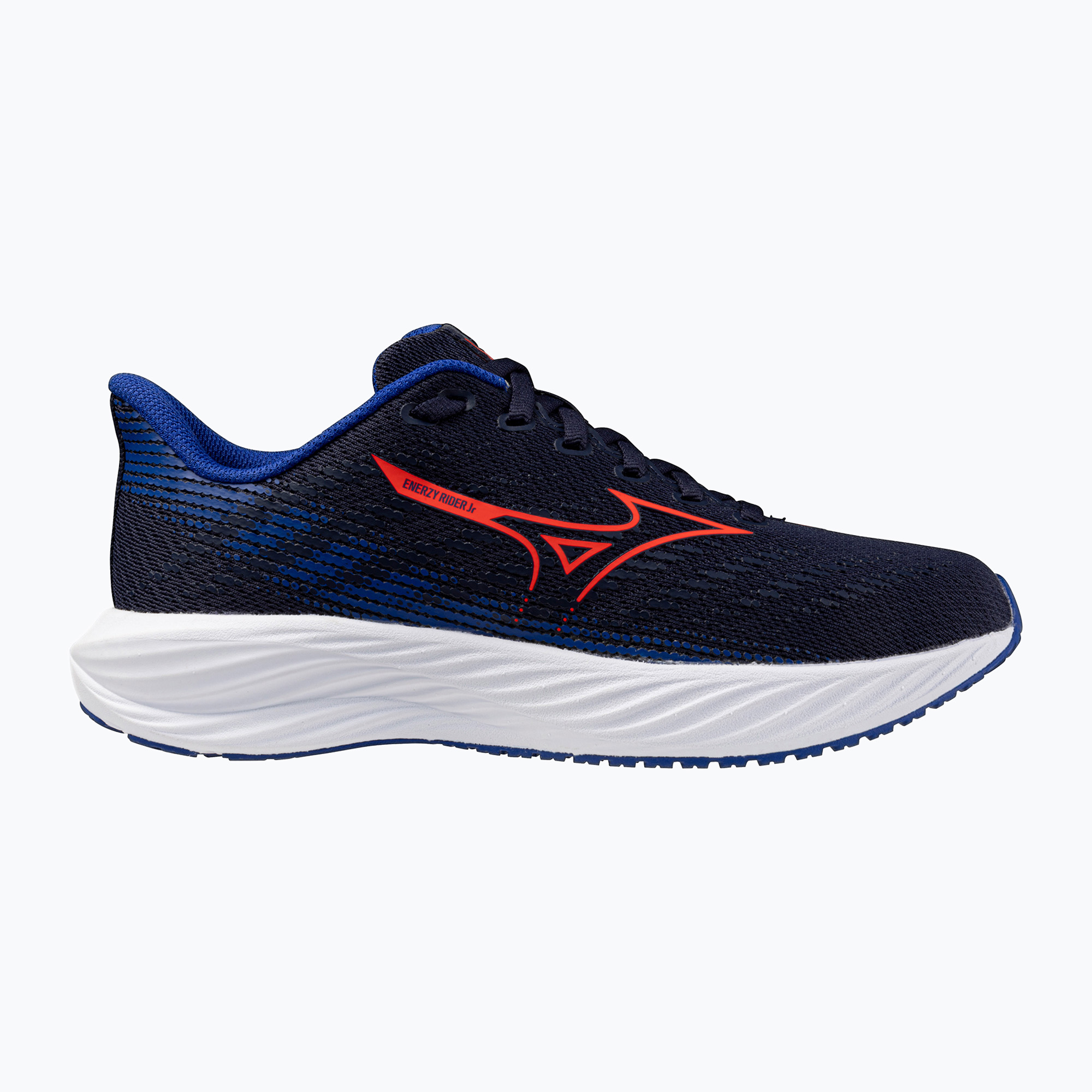 Buty do biegania dziecięce Mizuno Enerzy Rider Jr peacoat/ignitionred/ reflective blue 
