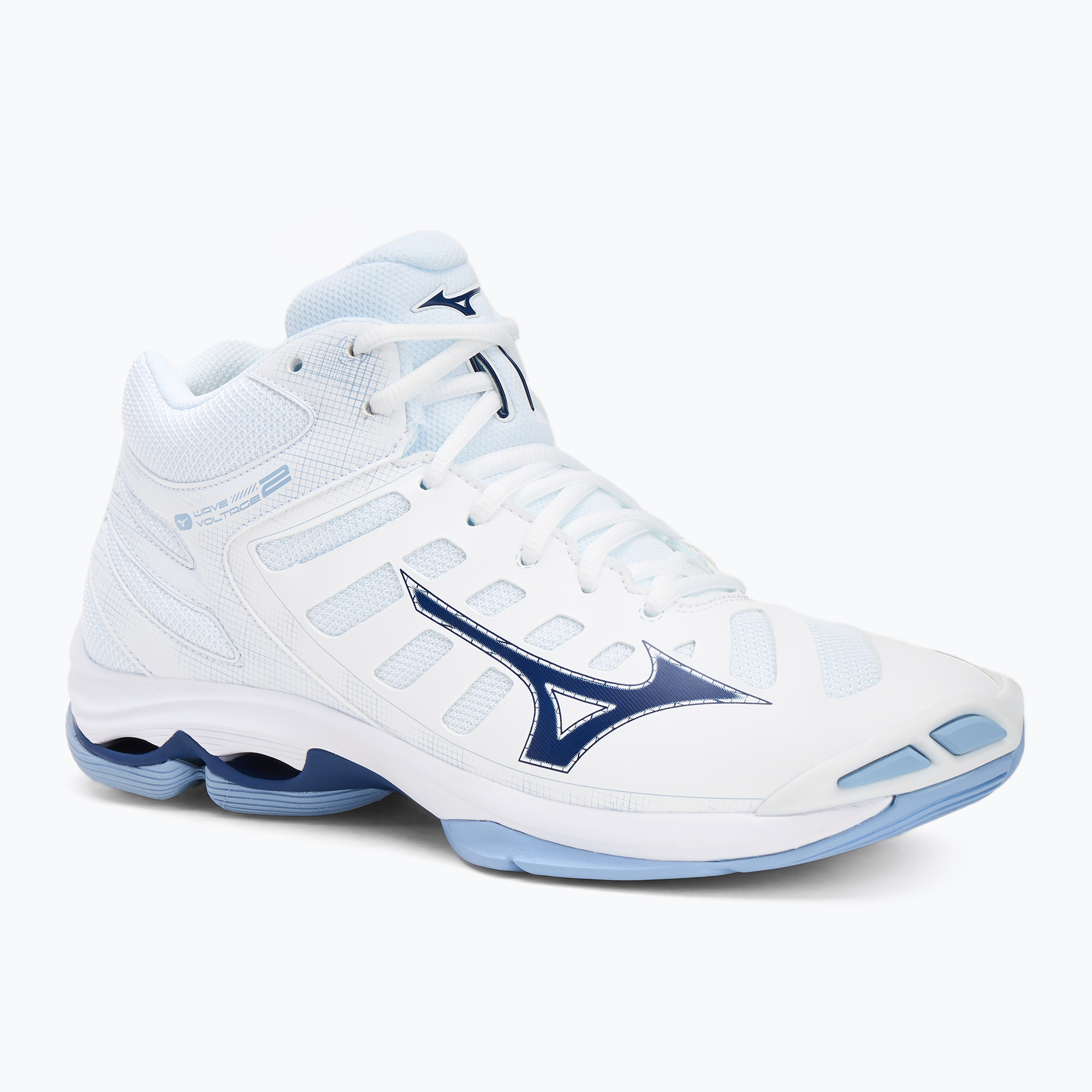Buty do siatkówki Mizuno Wave Voltage 2 Mid white/bellwether blue/bel air blue 