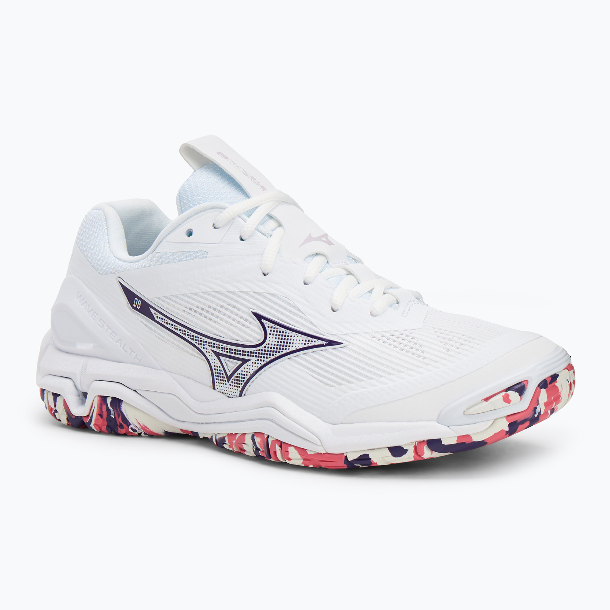 Buty do piłki ręcznej damskie  Mizuno Wave Stealth 6 white/violet indigo/camellia rose 
