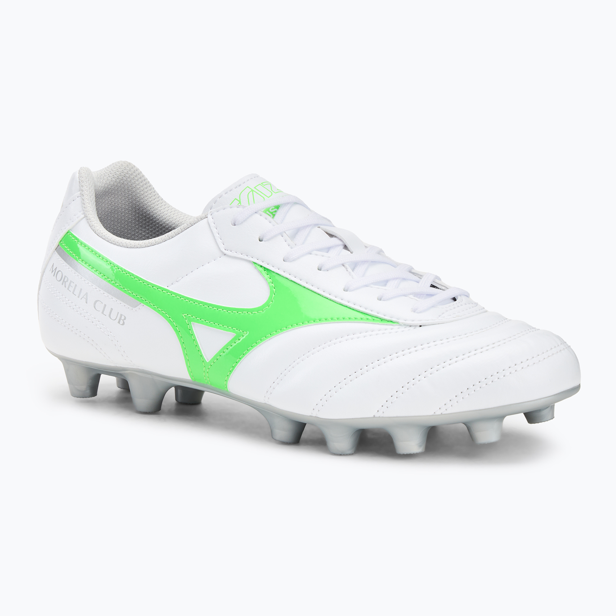 Buty piłkarskie Mizuno Morelia II Club Md white/neon green/galaxy silver 
