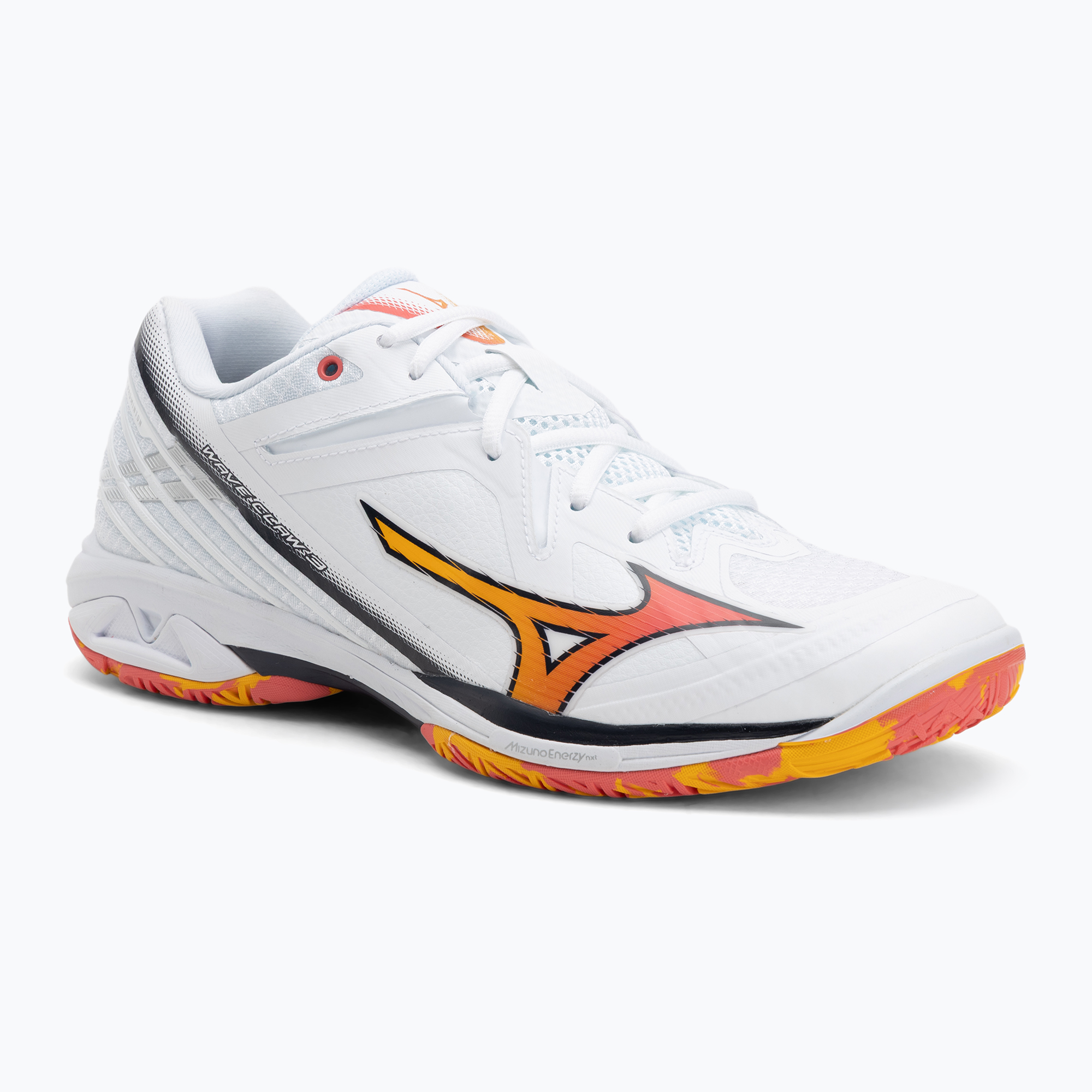 Buty do badmintona Mizuno Wave Claw 3 white/citrus/calypso coral 