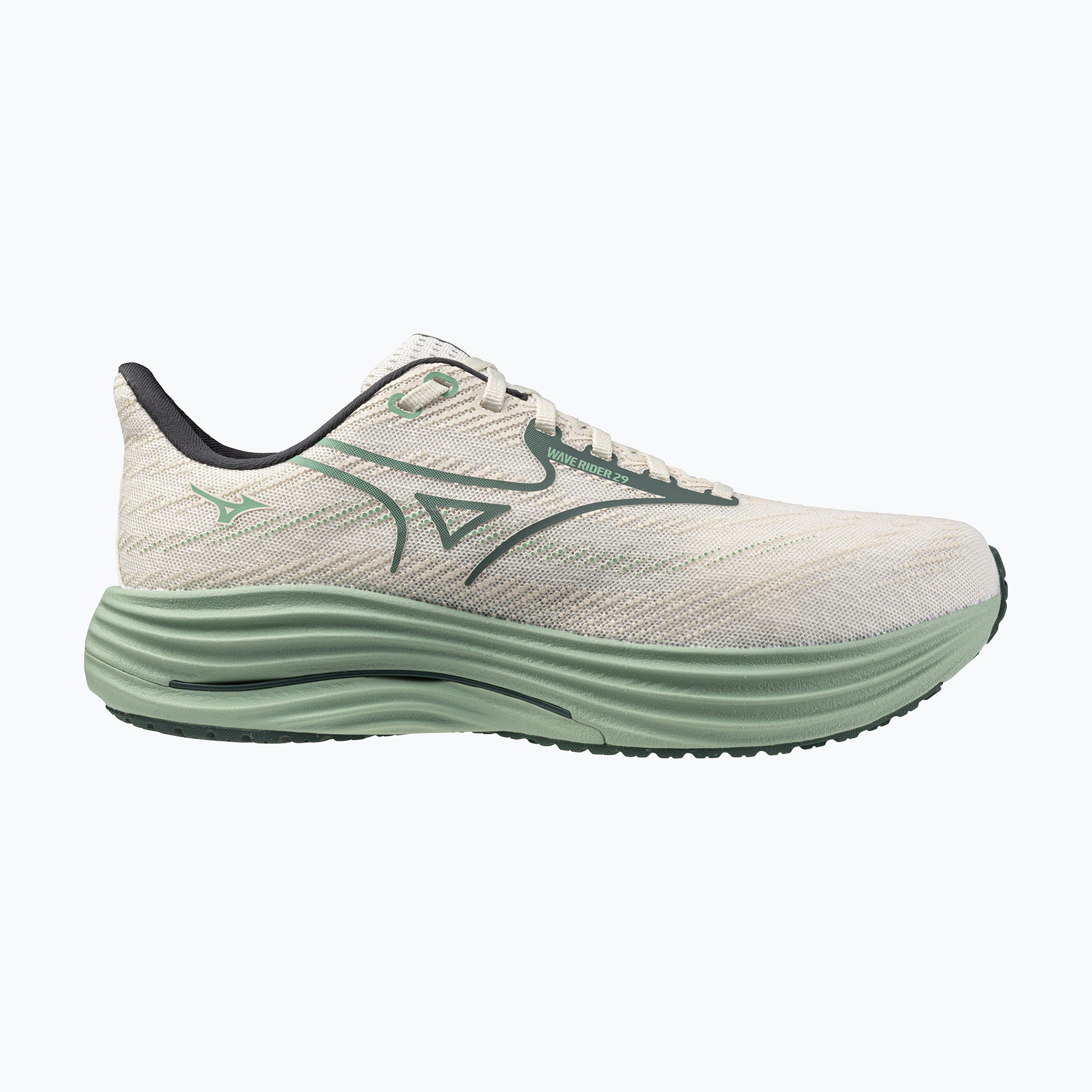 Buty do biegania męskie Mizuno Wave Rider 29 white/bistro green/creme de me 
