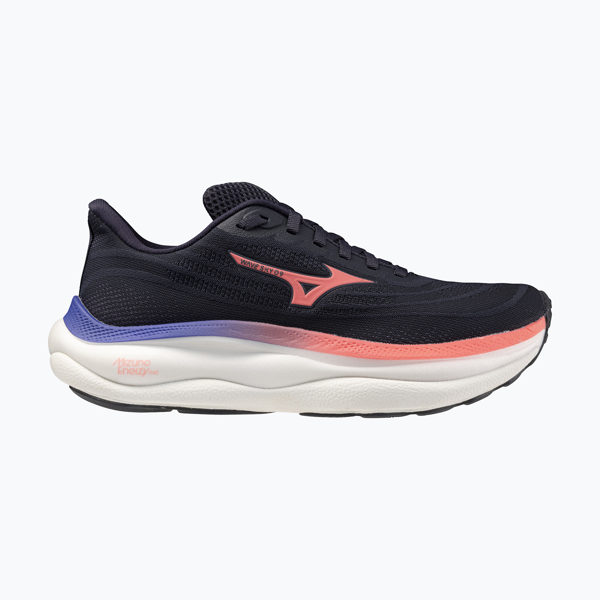 Buty do biegania damskie Mizuno Wave Sky 9 odyssey gray/striking coral/iris bloom 