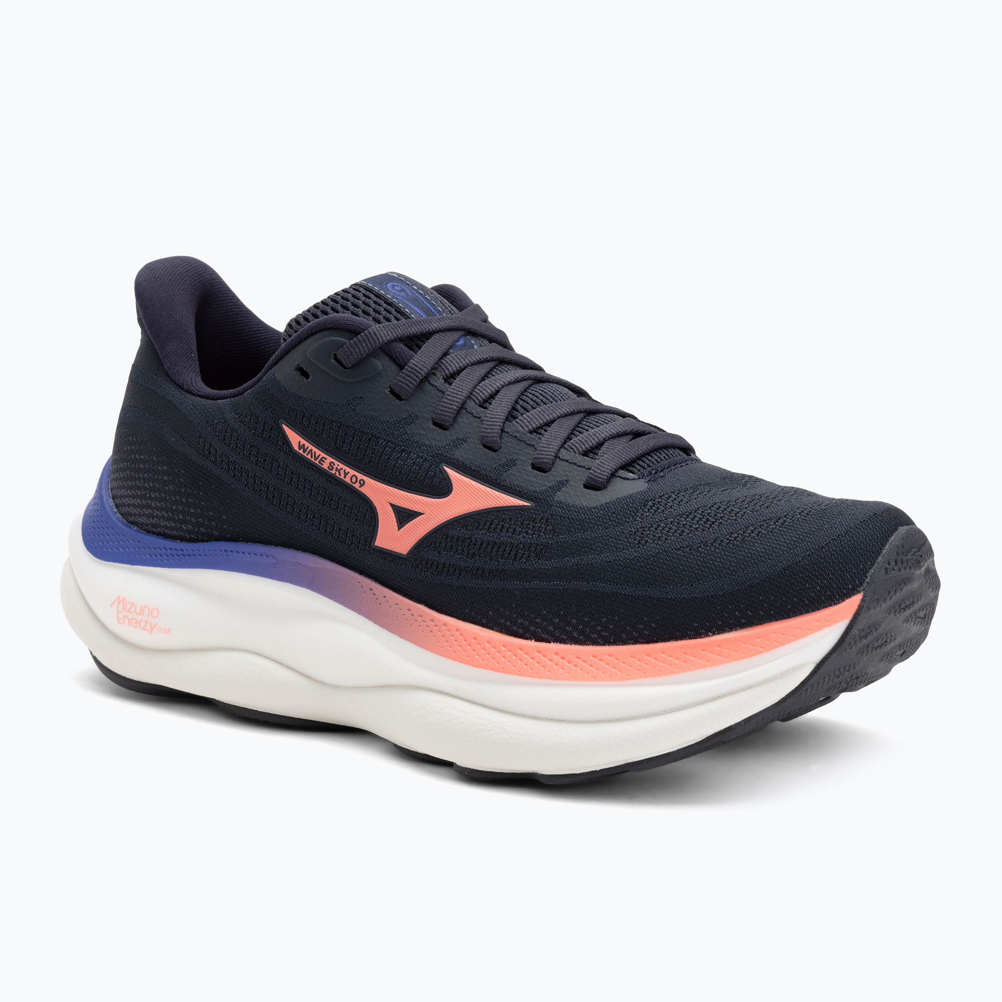 Buty do biegania damskie Mizuno Wave Sky 9 odyssey gray/striking coral/iris bloom 