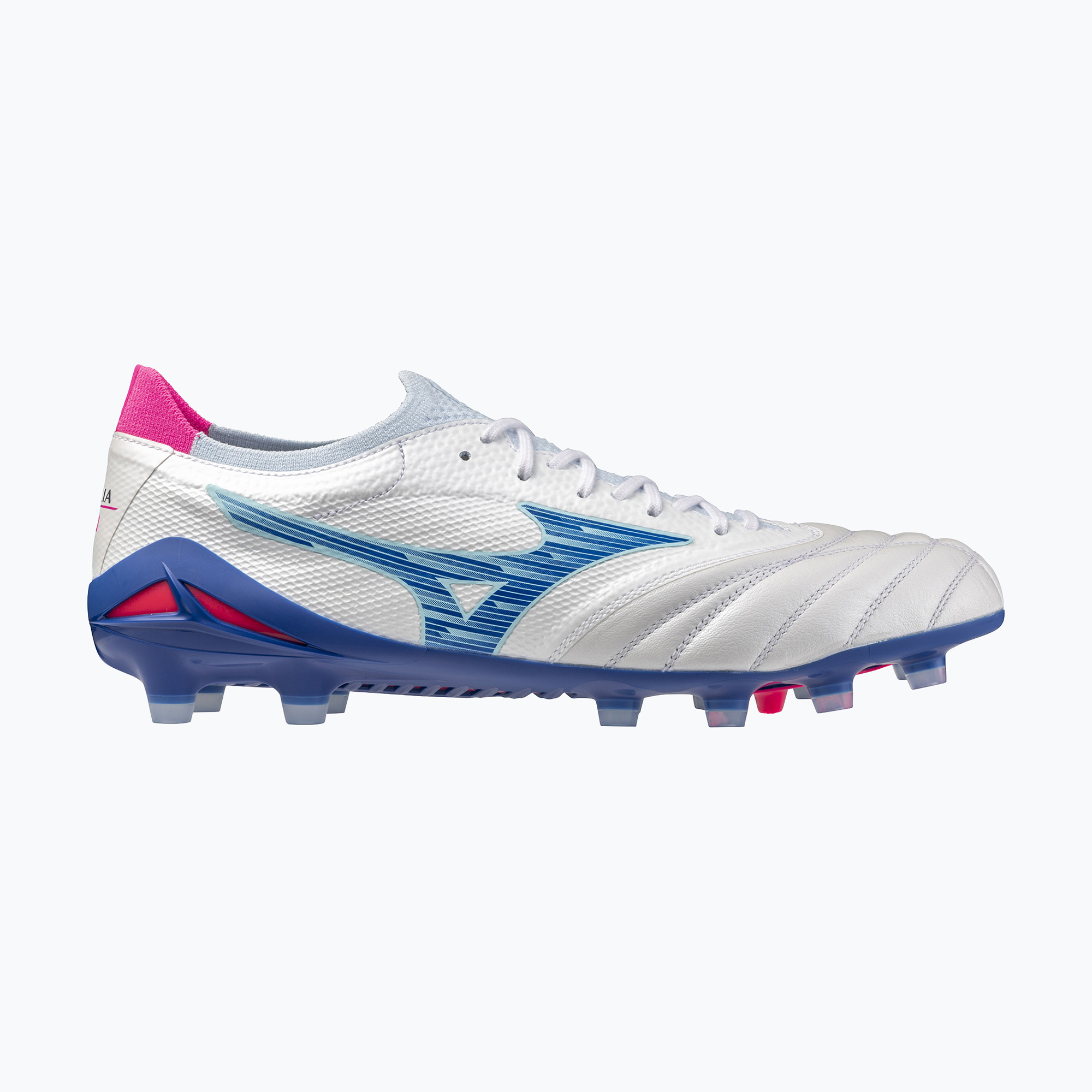 Buty piłkarskie męskie Mizuno Morelia Neo IV Β Elite MD white/tanager turquoise/pink tetra