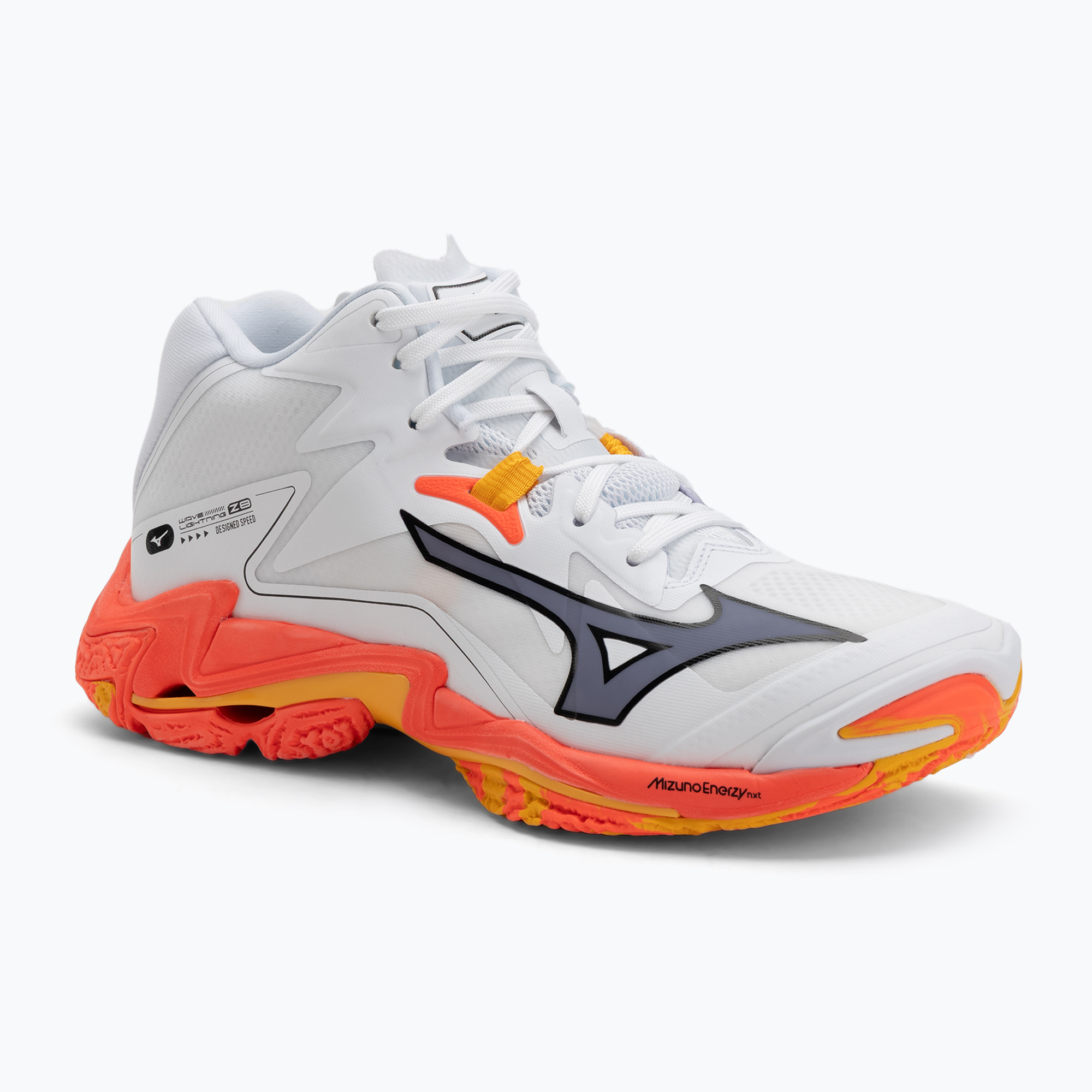 Buty do siatkówki Mizuno Wave Lightning Z8 Mid white/fiery coral 2/citrus 