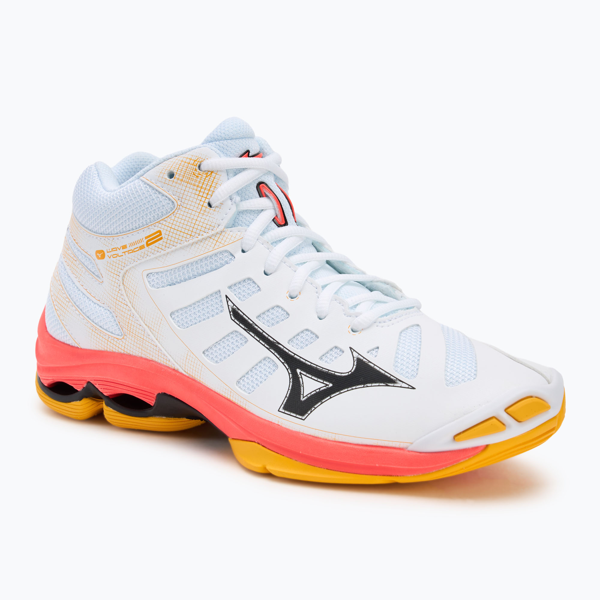 Buty do siatkówki Mizuno Wave Voltage 2 Mid white/fiery coral 2/citrus 