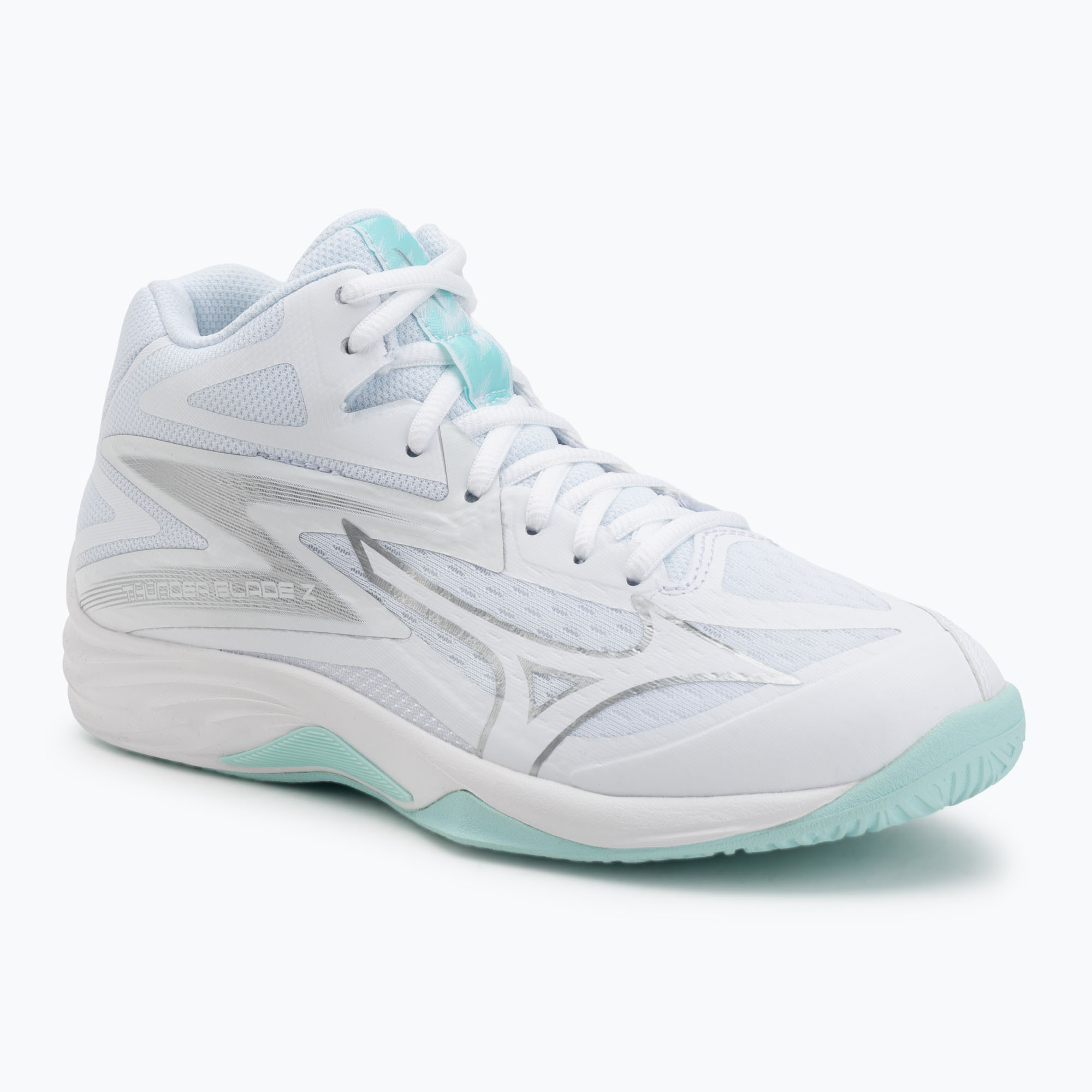 Buty do siatkówki damskie Mizuno Thunder Blade Z Mid white/blue tint
